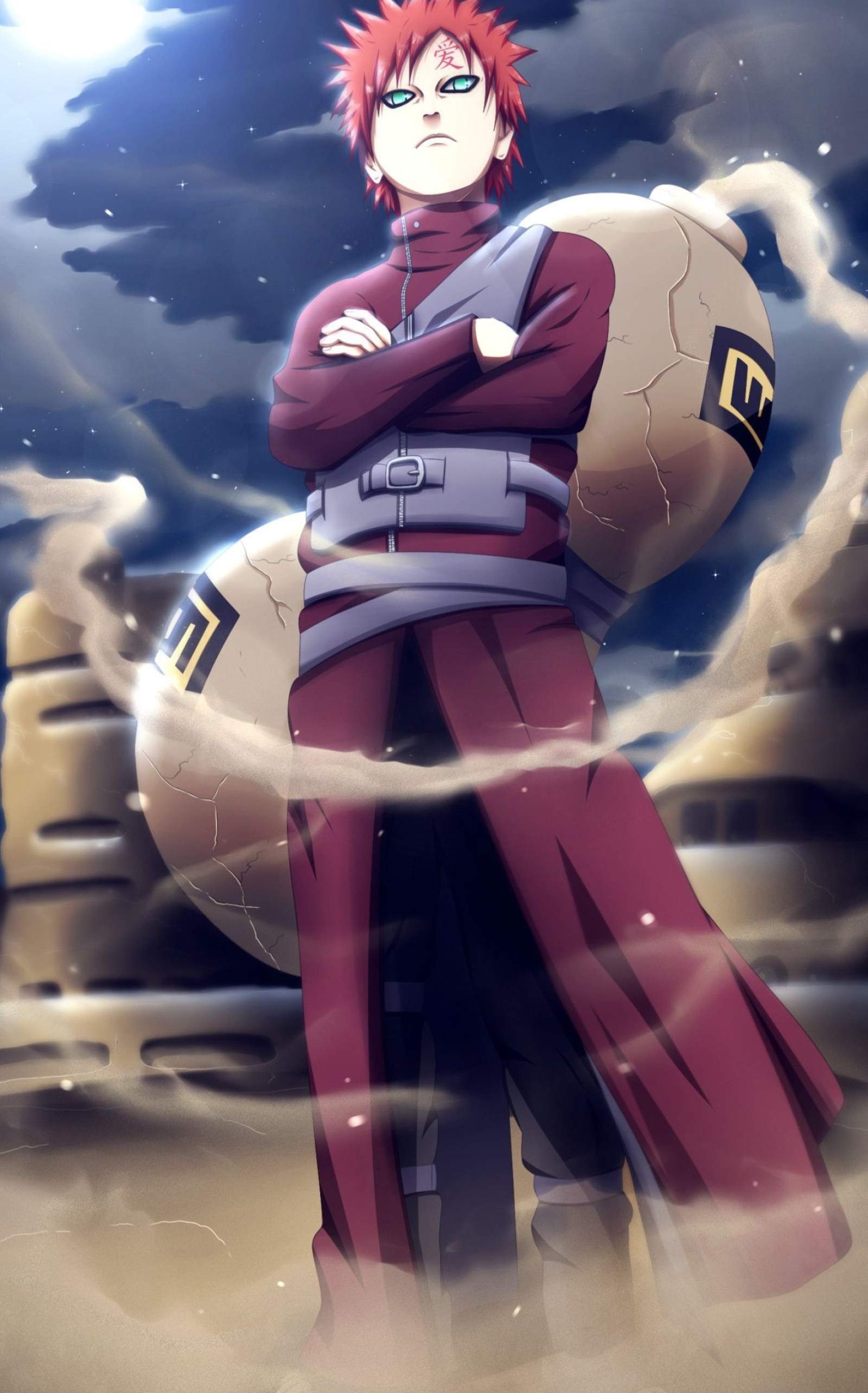 Gaara wallpaper 3D, Naruto Uzumaki art, 1600x2570 HD Phone