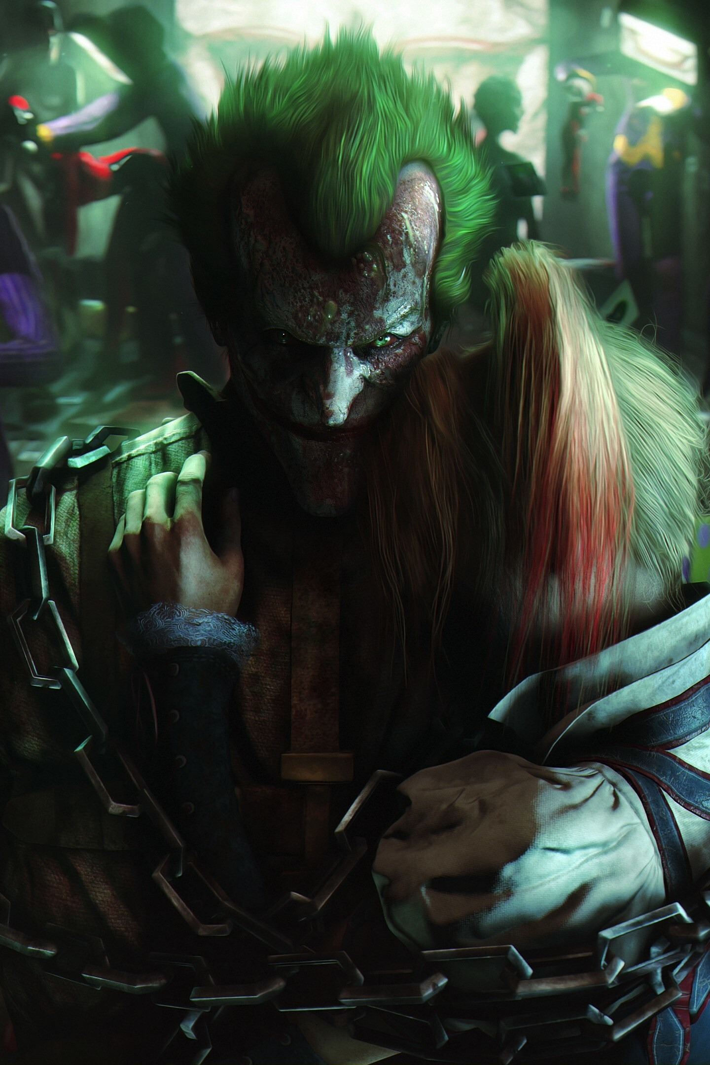 Joker and Harley Quinn, Batman: Arkham City Wallpaper, 1440x2160 HD Phone