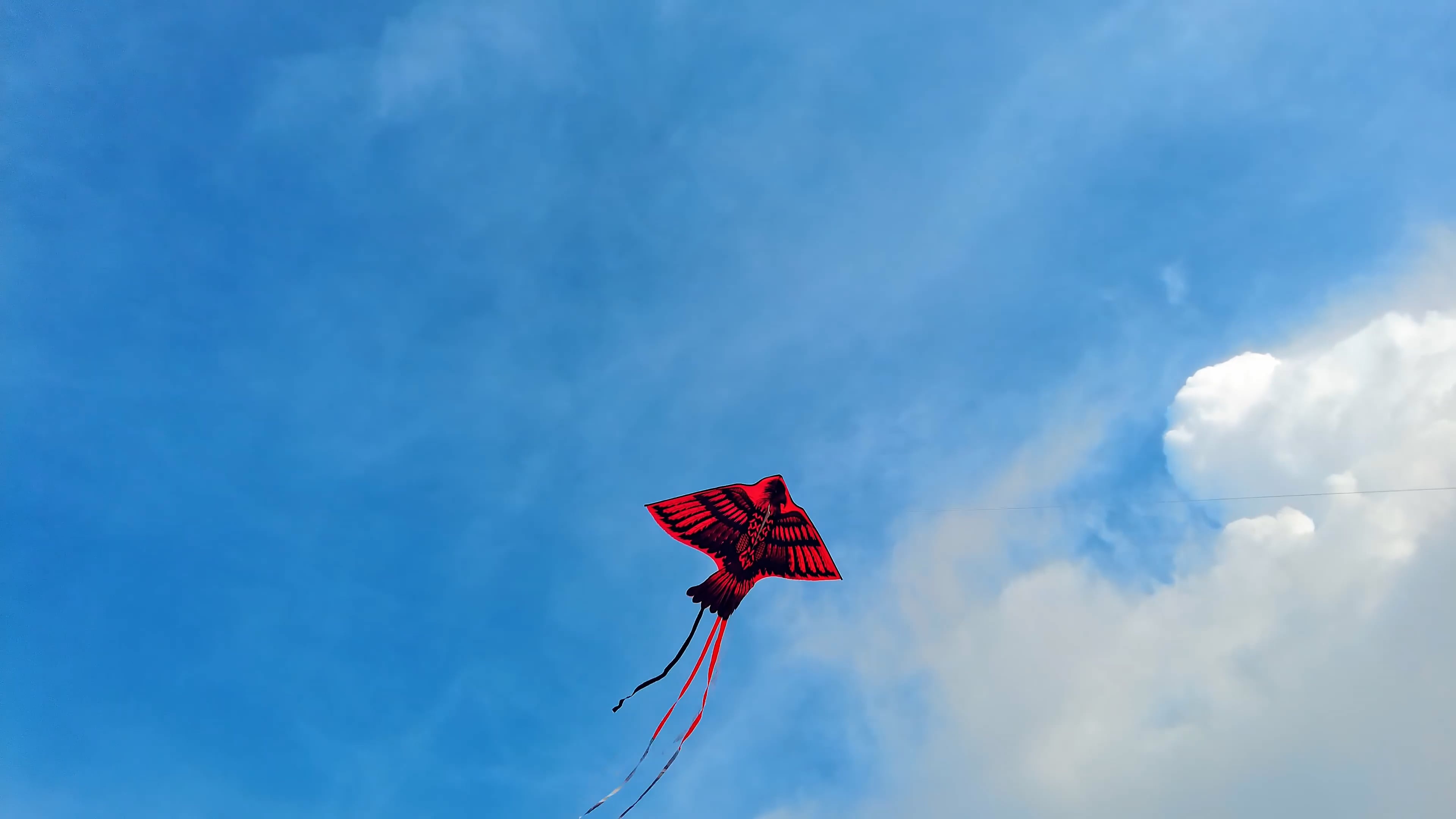 Flying kite, View from below, Free stock video, Colorful, 3840x2160 4K Desktop