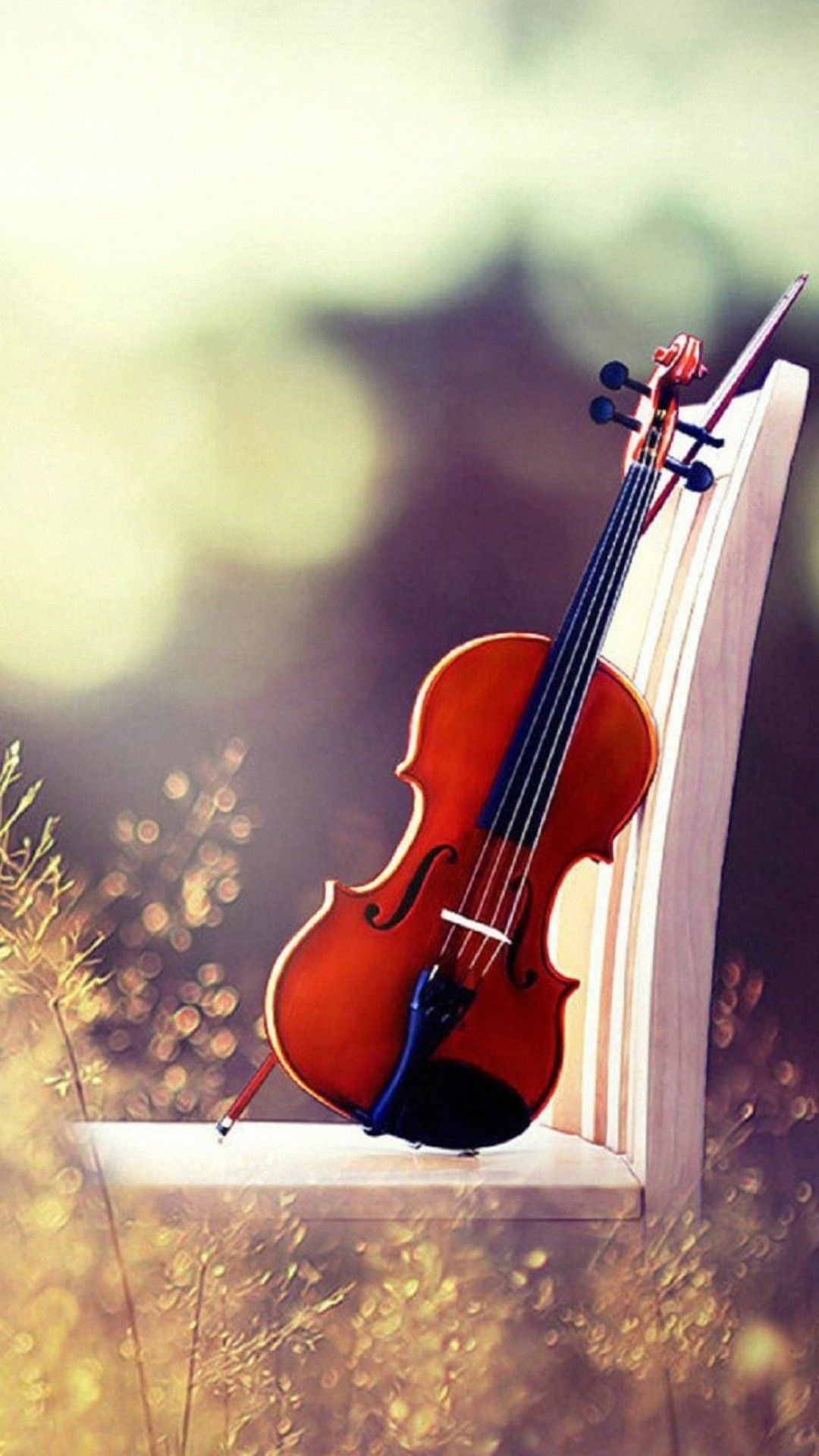 Landscape with violin, Romantic melody, Musical serenity, Nature's orchestra, 1080x1920 Full HD Phone