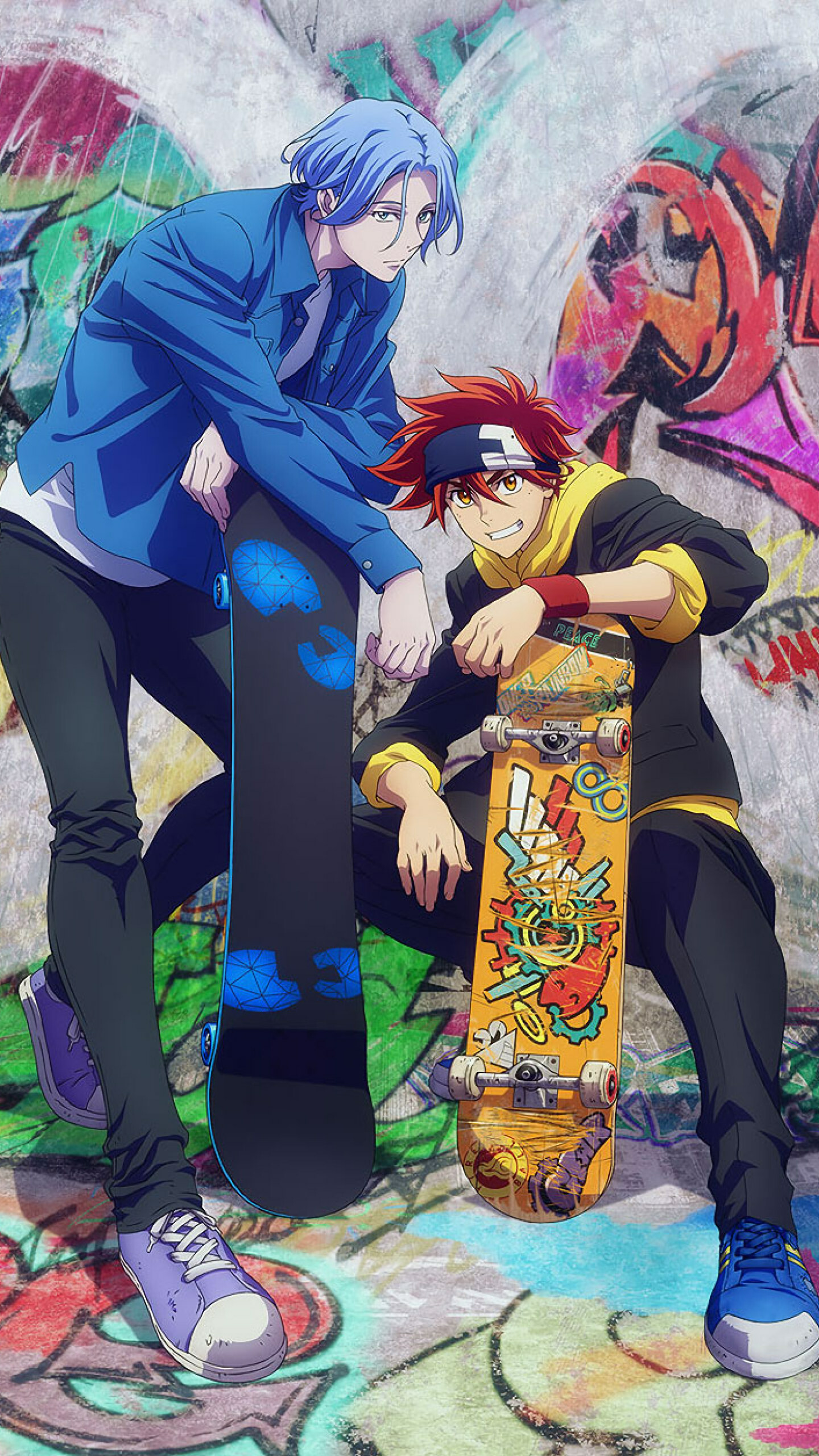 SK8 the Infinity anime, Graffiti wallpaper, Cool urban vibe, Street art aesthetics, 1440x2560 HD Phone