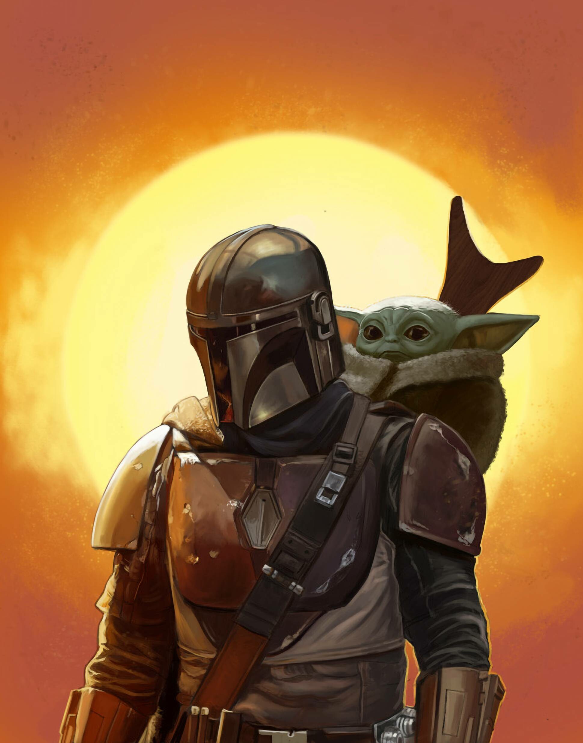 Mandalorian and Yoda, Dynamic duo, Galactic partnership, Iconic characters, 1940x2480 HD Phone