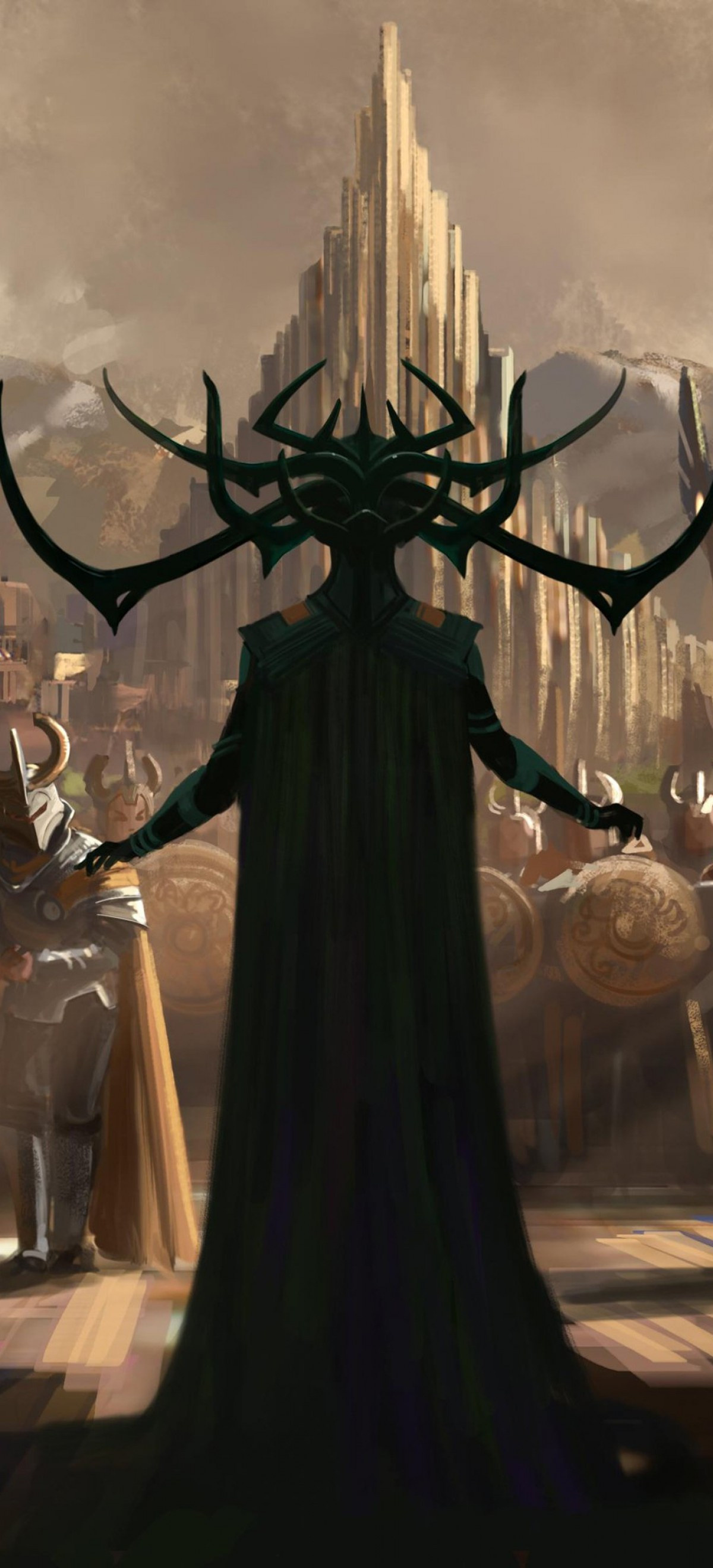 Hela, Thor Ragnarok, Soldiers, Artwork, 1200x2640 HD Phone