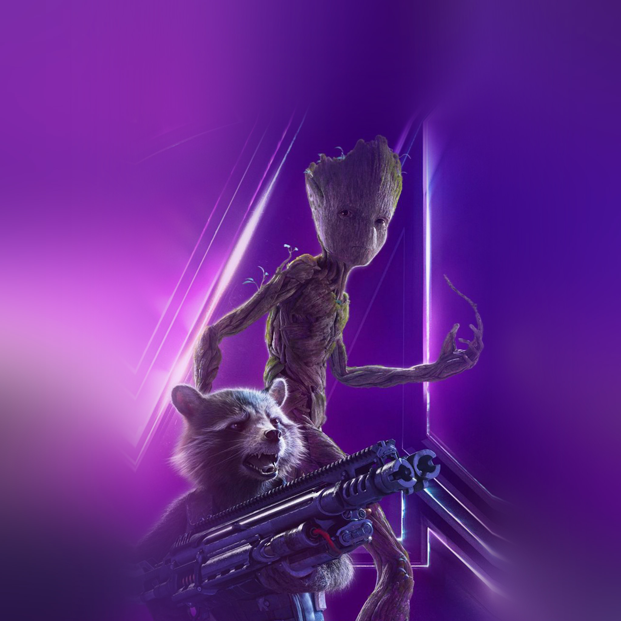 Groot and Rocket, Marvel heroes, Avengers artwork, Film wallpaper, 2050x2050 HD Phone