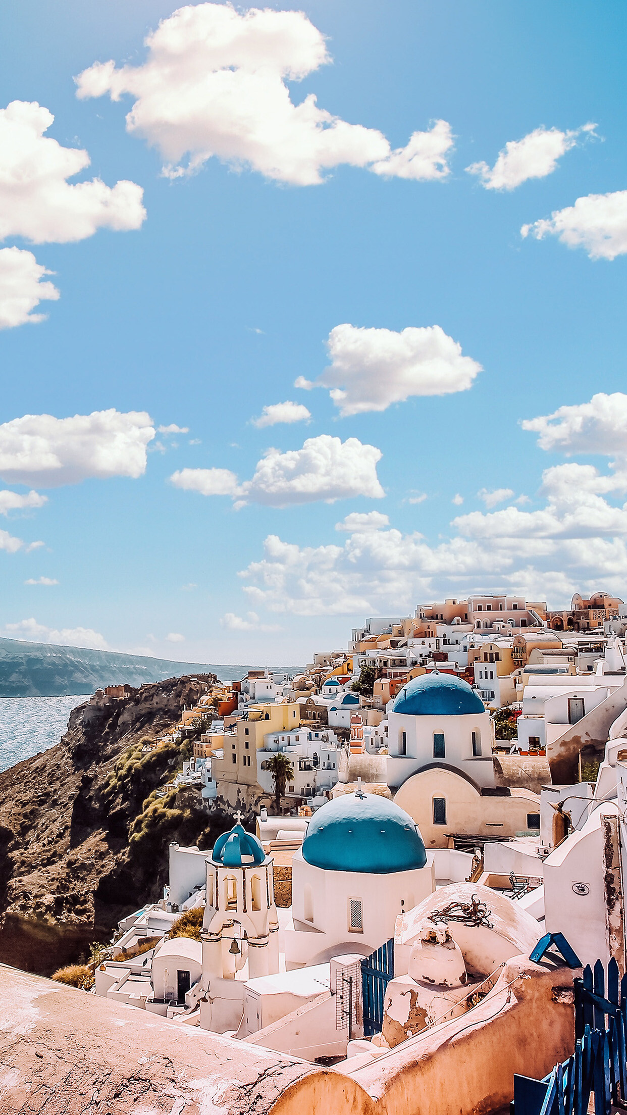 Greece, Sunny sky, Vibrant nature, Urban charm, 1250x2210 HD Phone