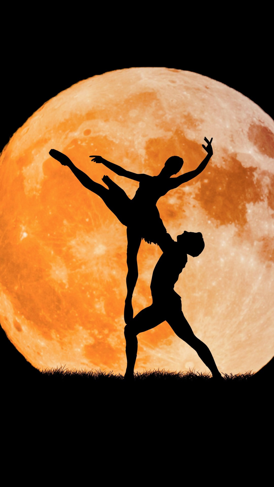 Ballet silhouette under the moon, Scenic iPhone wallpapers, Stunning imagery, Sony Xperia and HTC compatible, 1080x1920 Full HD Phone