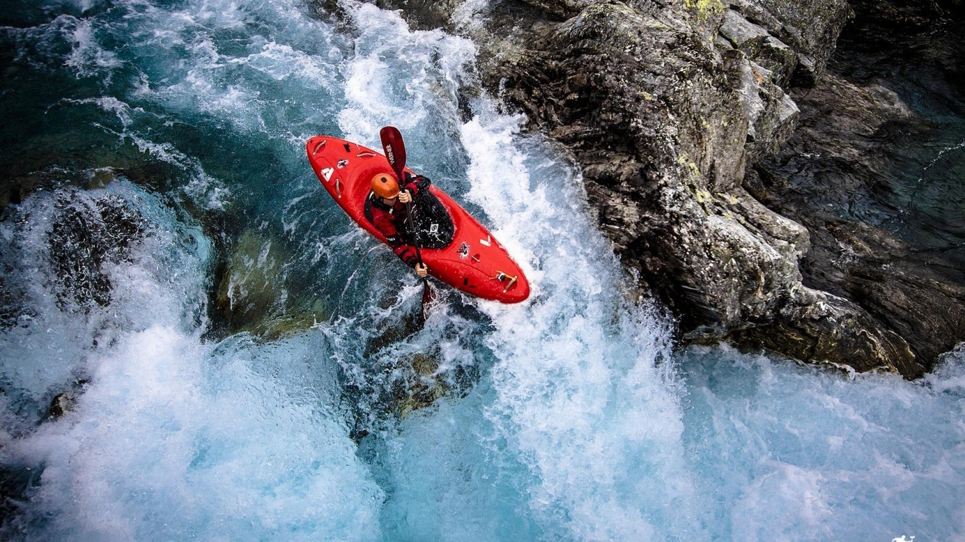 Whitewater adventure, Thrilling canoeing, Wild rapids, Nature's exhilaration, 1920x1080 Full HD Desktop