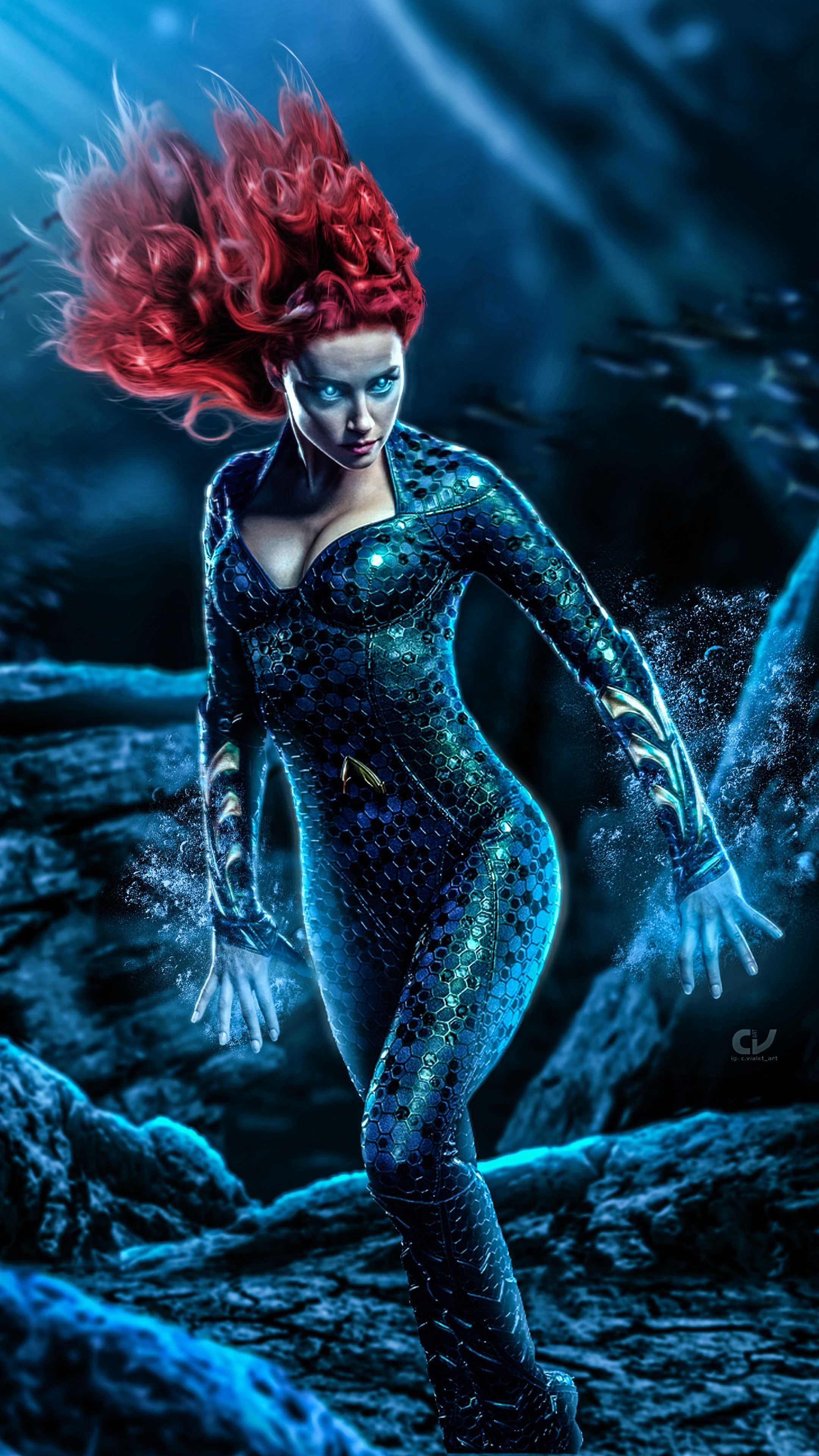 Queen Mera, Powerful warrior, High-resolution wallpapers, Artistic portrayal, 2160x3840 4K Phone