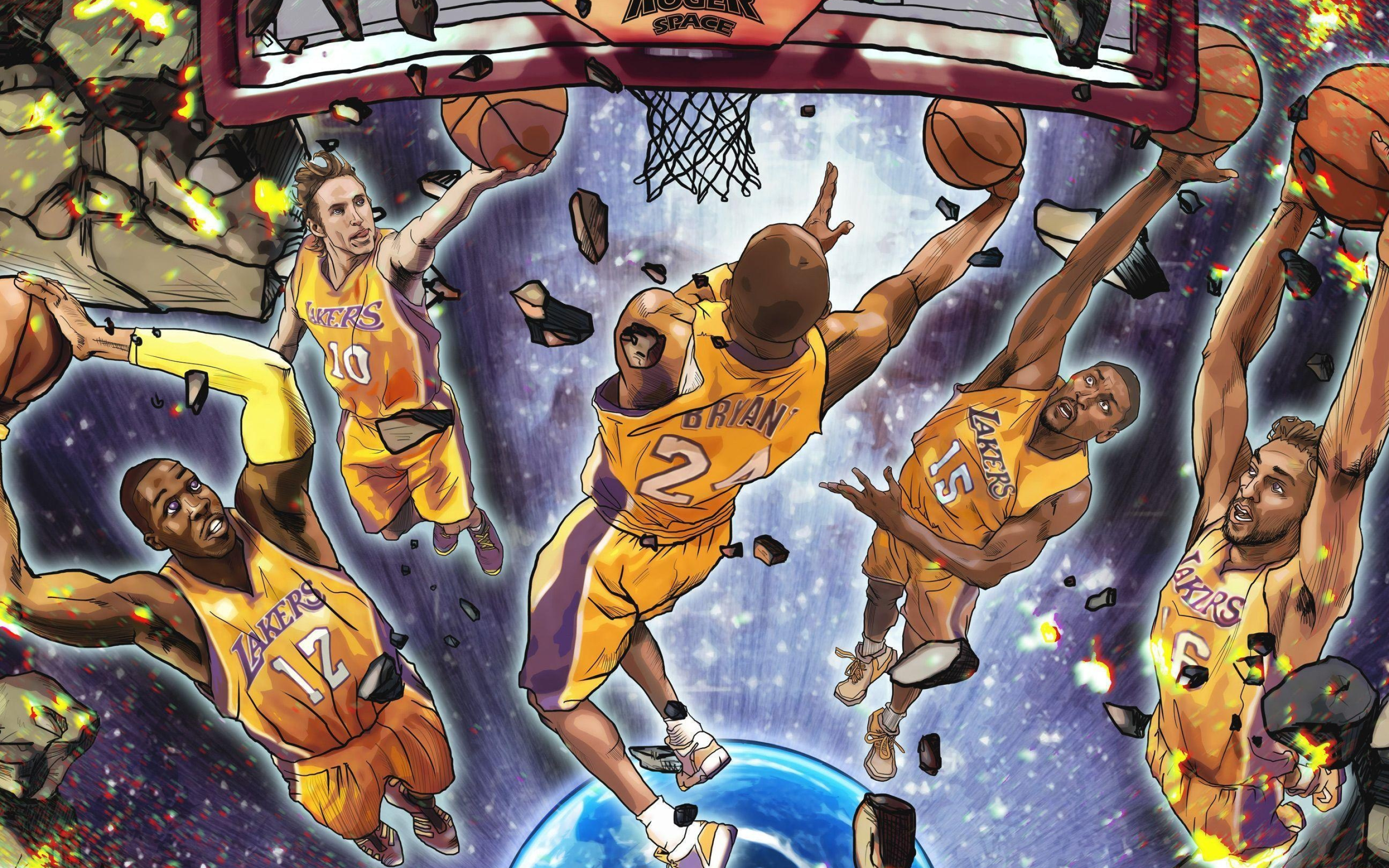 Los Angeles Lakers, NBA art, Kobe Bryant tribute, High quality pictures, 2880x1800 HD Desktop