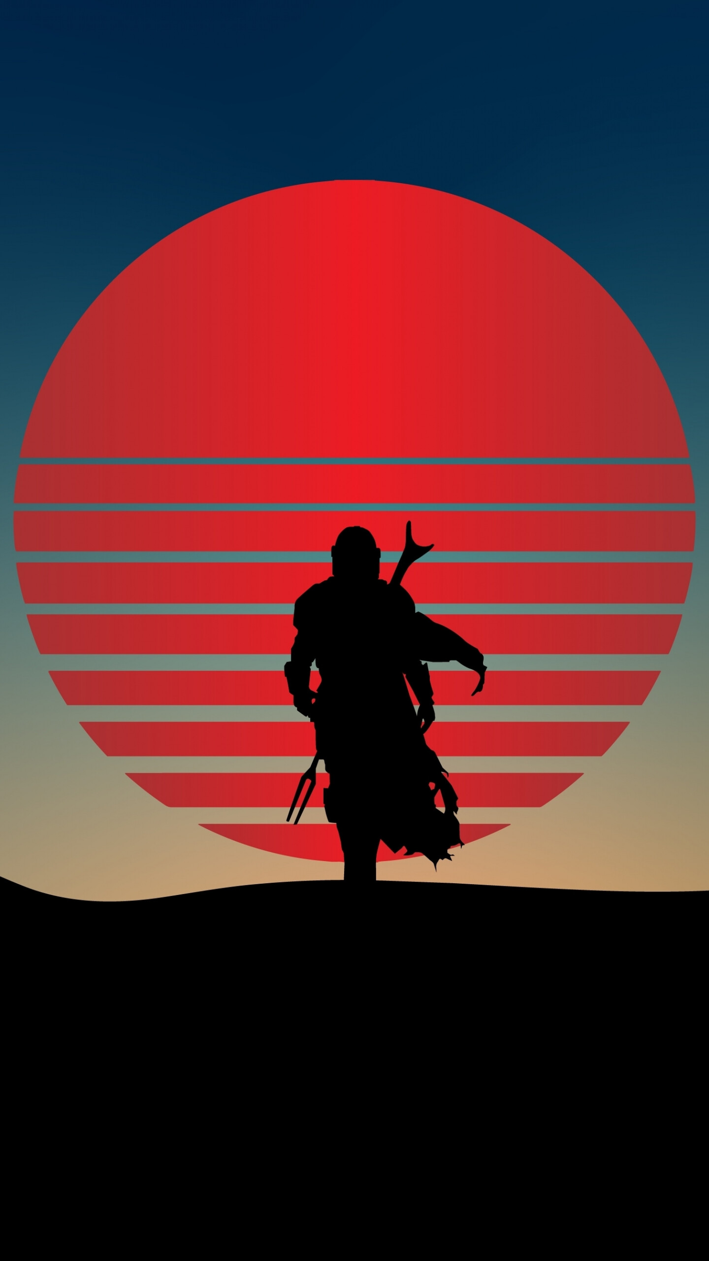 The Mandalorian, Minimalistic walk, Star Wars universe, Contrast in motion, 1440x2560 HD Phone