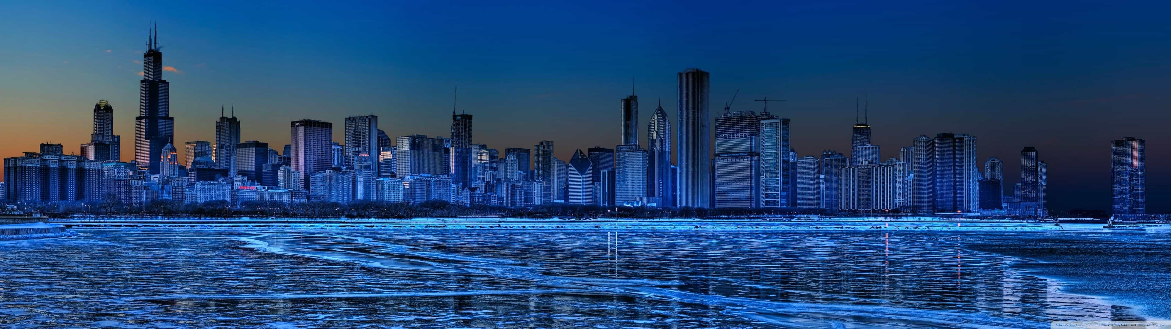 Chicago, Dual Monitor Wallpaper, 3840x1080 Dual Screen Desktop