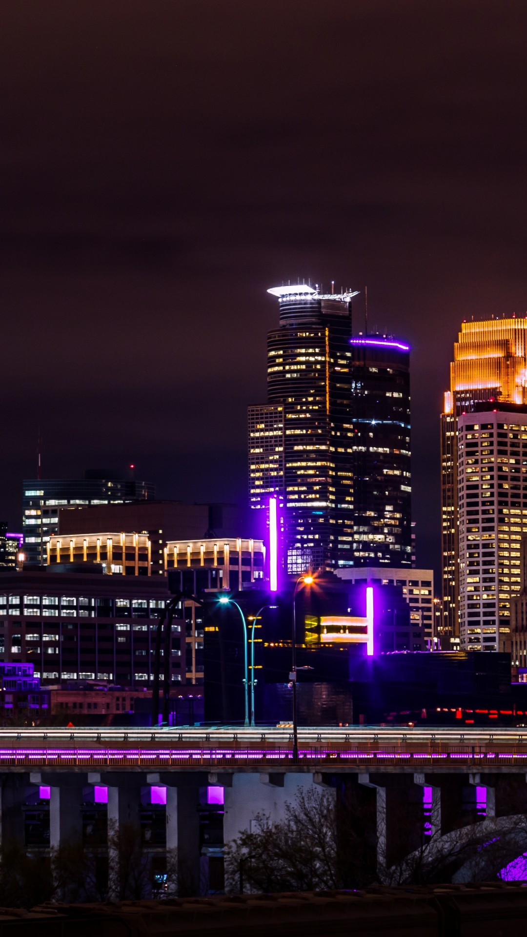 Minnesota travels, Night buildings, Bridge wallpaper, Cityscape beauty, 1080x1920 Full HD Phone