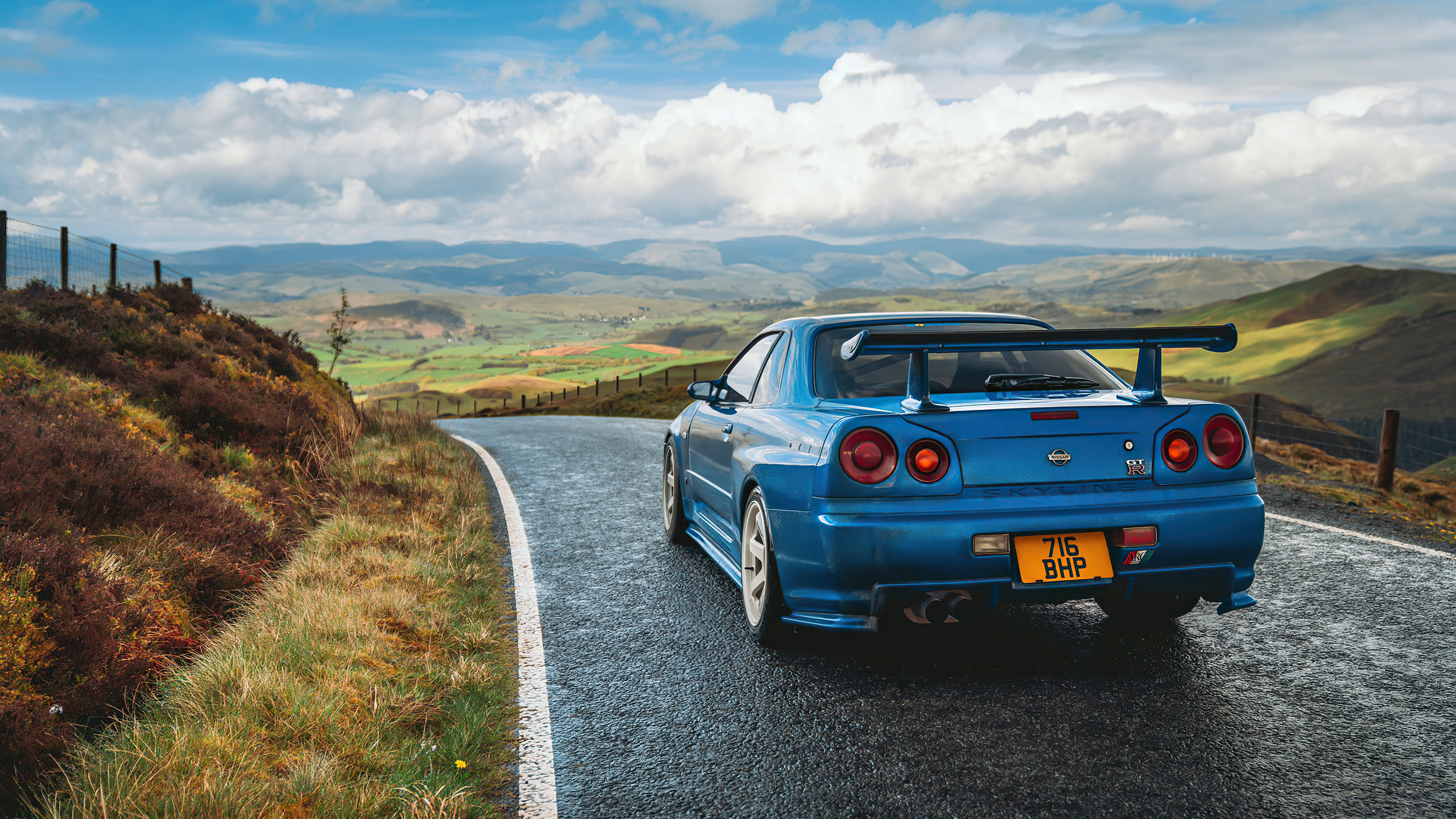 R34 Rear View, GTR Skyline Wallpaper, 3840x2160 4K Desktop