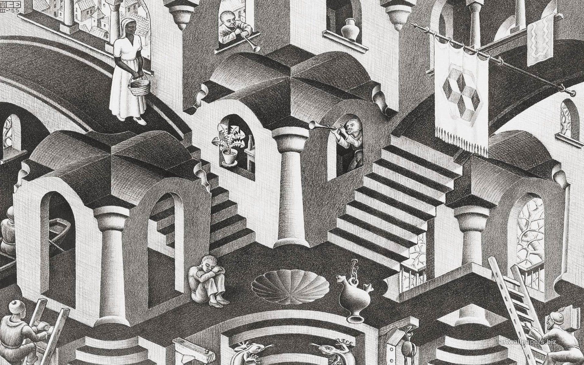 Convex and Concave, M.C. Escher Wallpaper, 1920x1200 HD Desktop