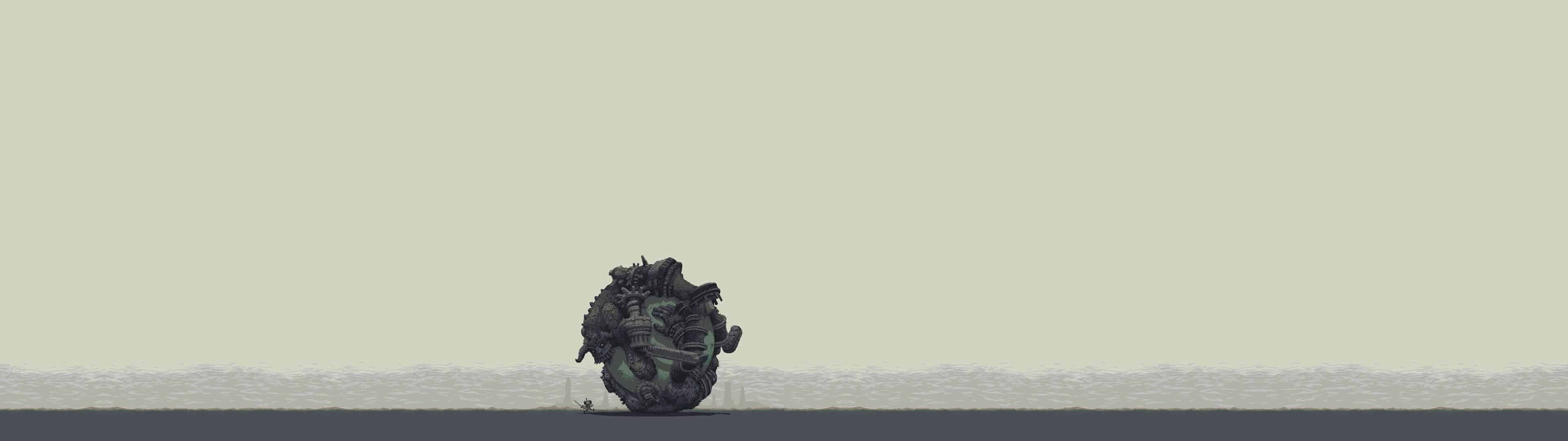 Shadow of the Colossus, Dual monitor wallpaper, Immersive dual screens, Monumental vistas, 3840x1080 Dual Screen Desktop