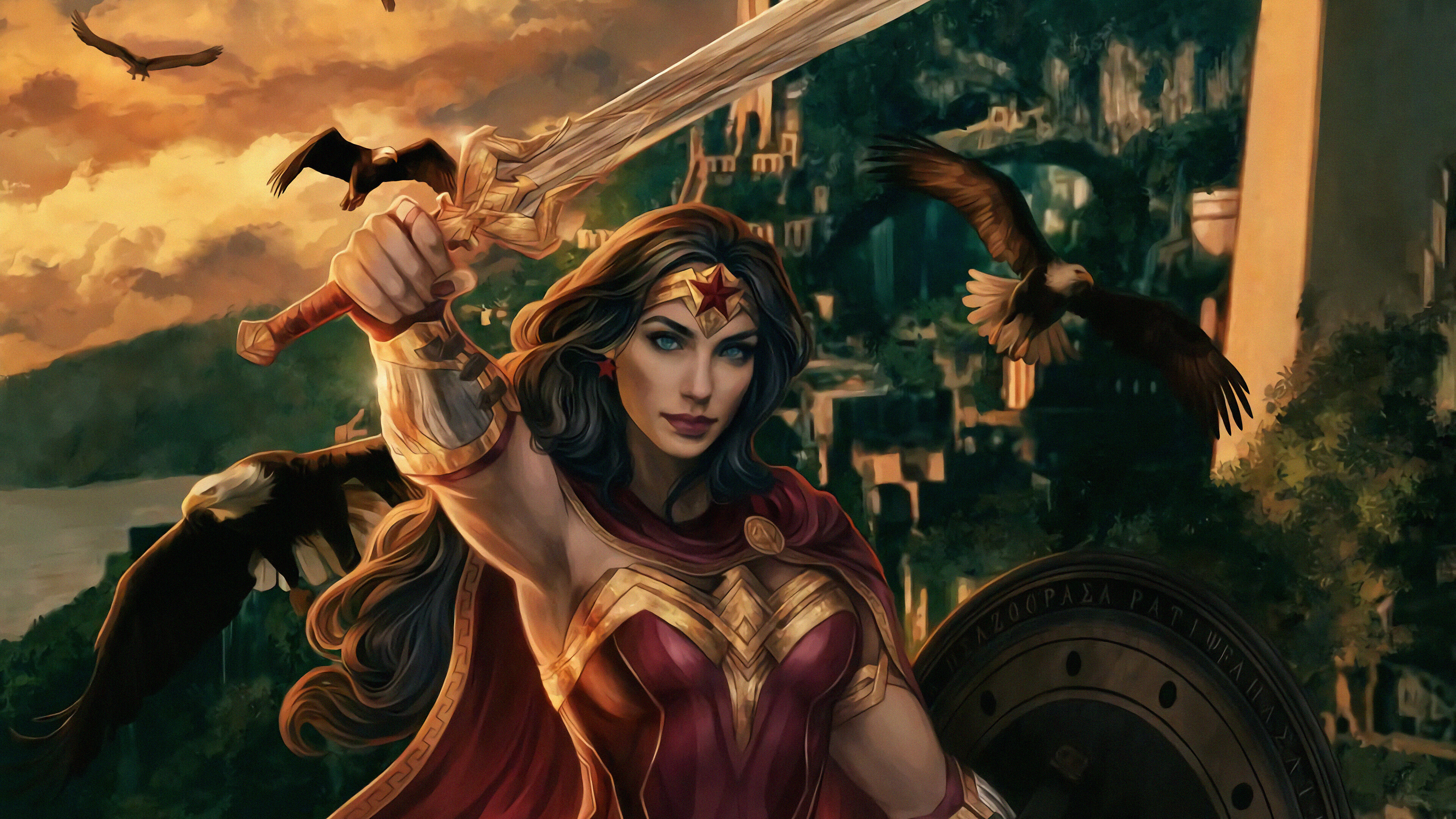 Sword, Wonder Woman Art Wallpaper, 3840x2160 4K Desktop