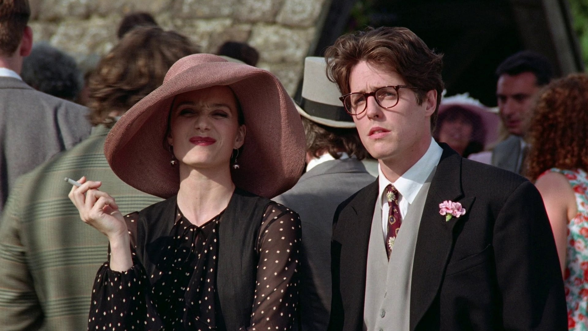 Hugh Grant, Four Weddings and a Funeral, Hugh Grant Kristin Scott Thomas, 1920x1080 Full HD Desktop