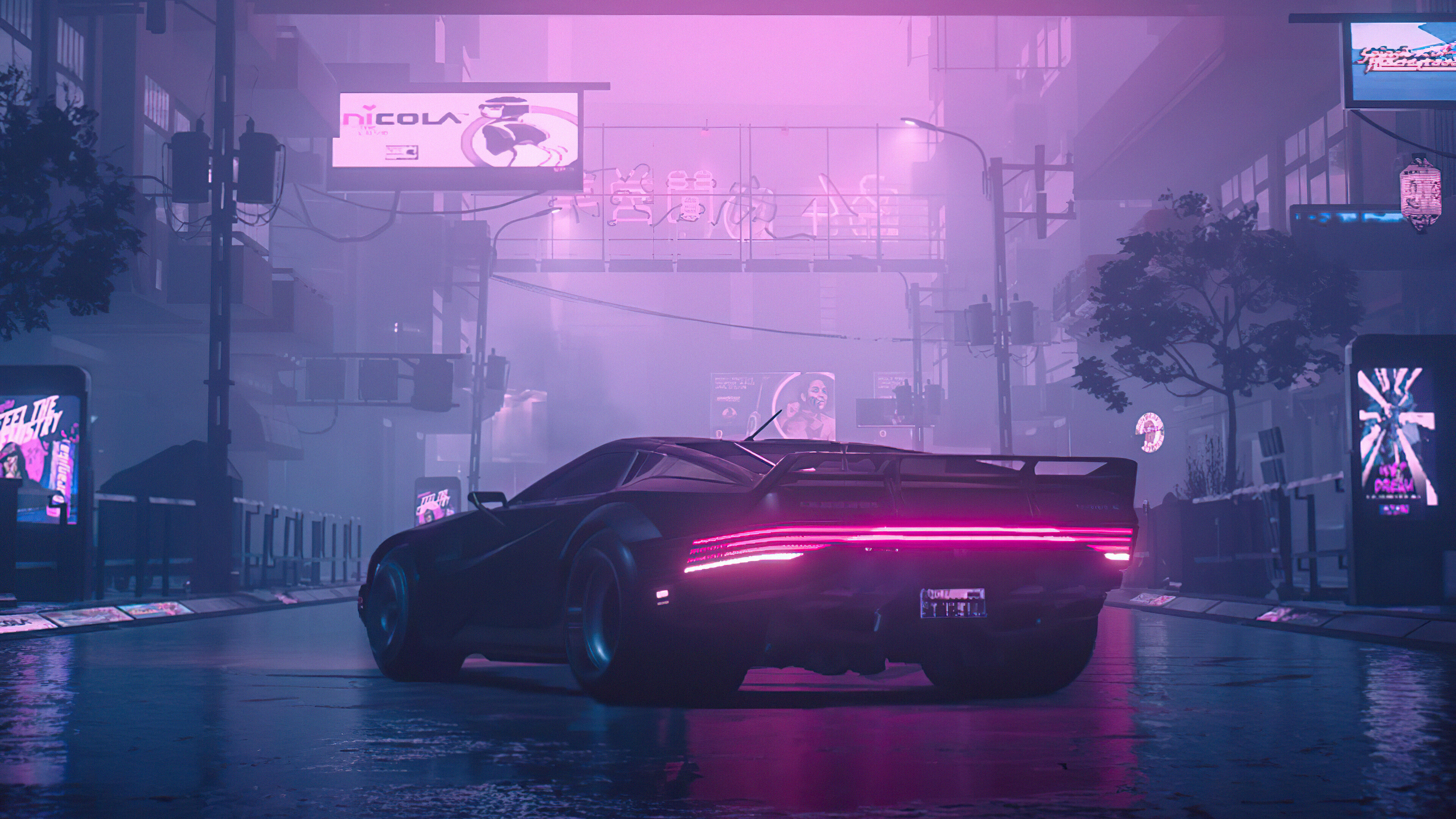 Quadra Turbo, Neon-lit Cyberpunk 2077, 4K HD wallpapers, Immersive gameplay, 3840x2160 4K Desktop