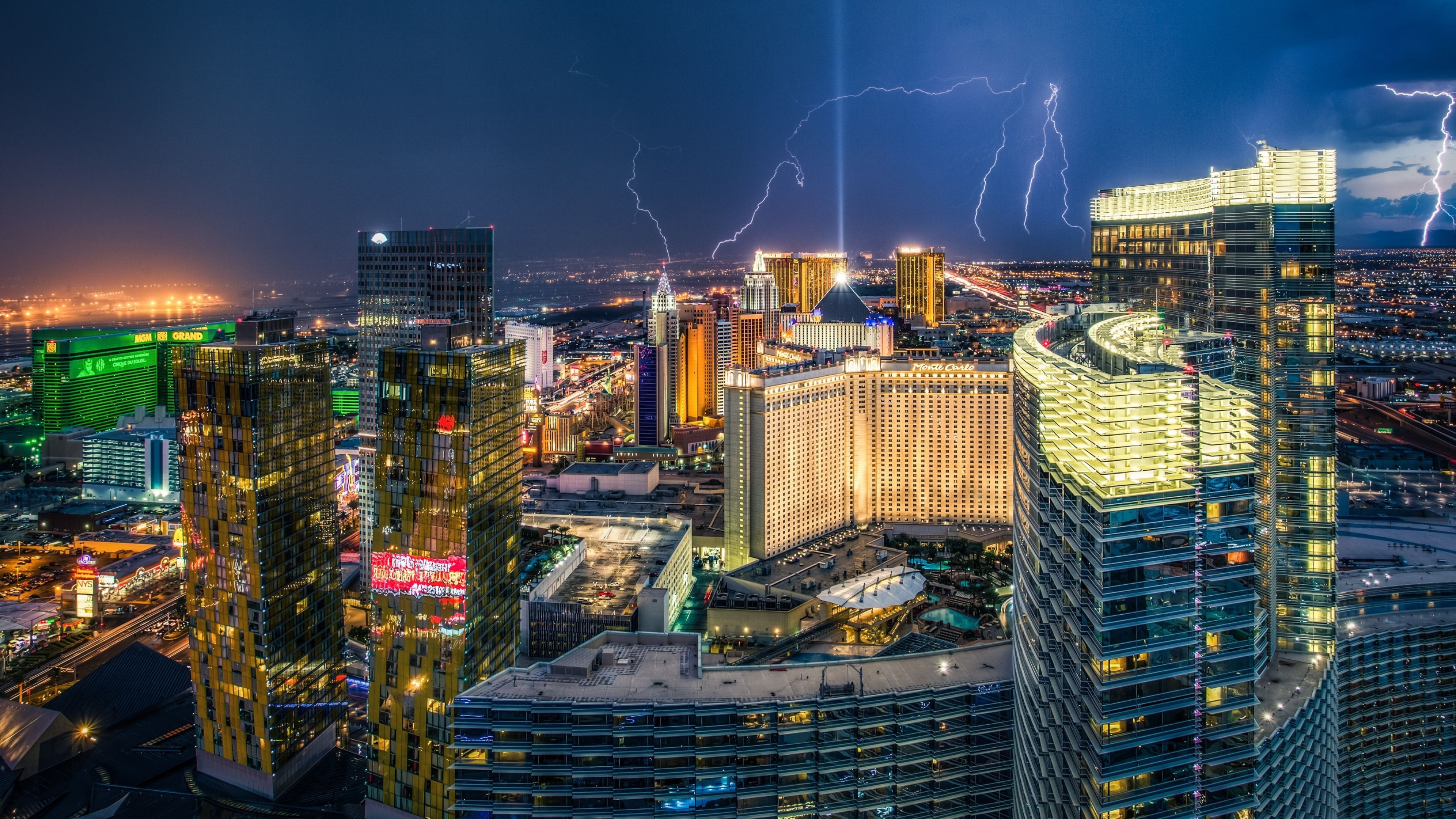 Las Vegas Skyline, Travels, 4K wallpapers, Backgrounds, 3840x2160 4K Desktop