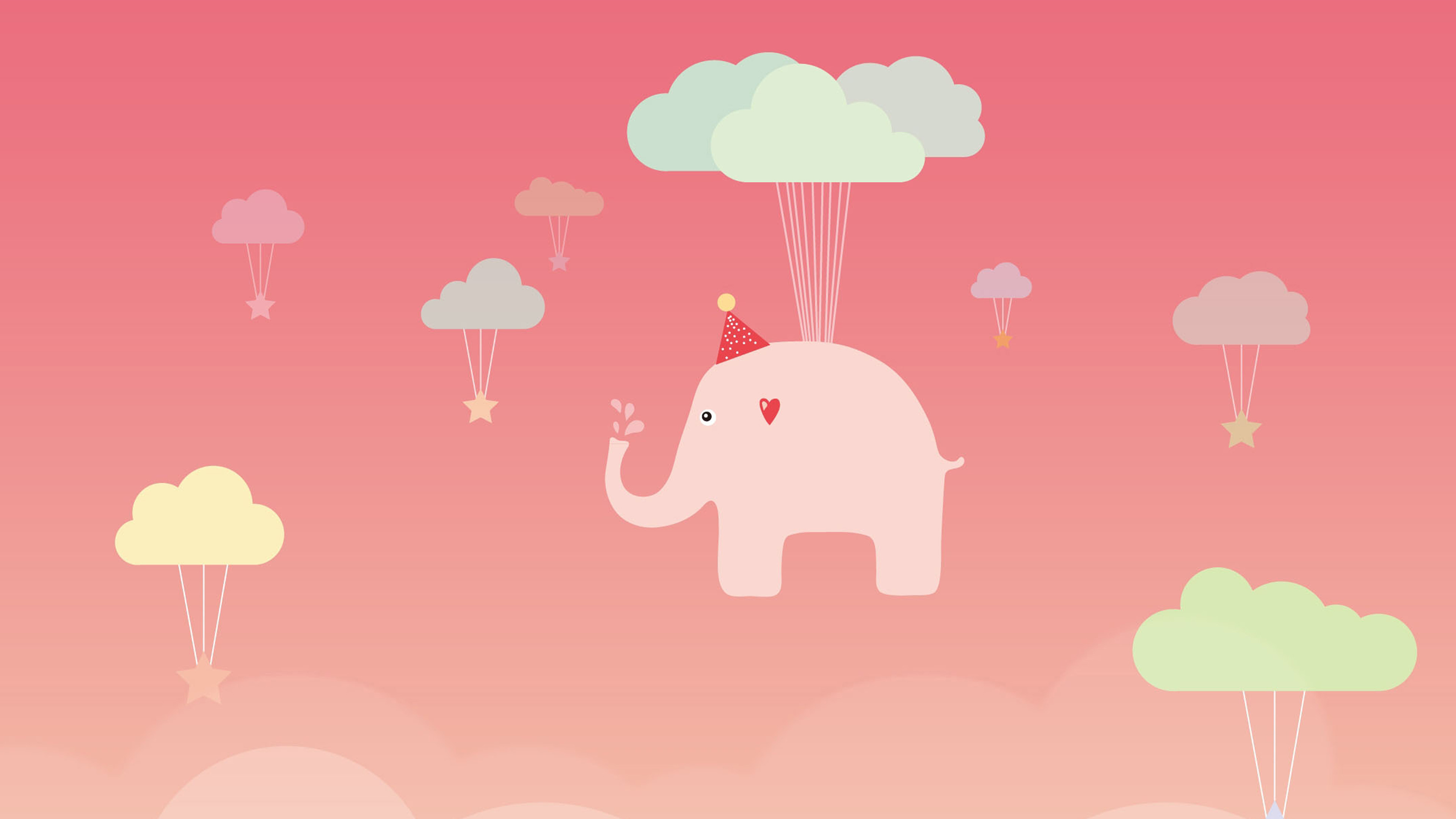 Elephant, Cute Pink Wallpaper, 3840x2160 4K Desktop