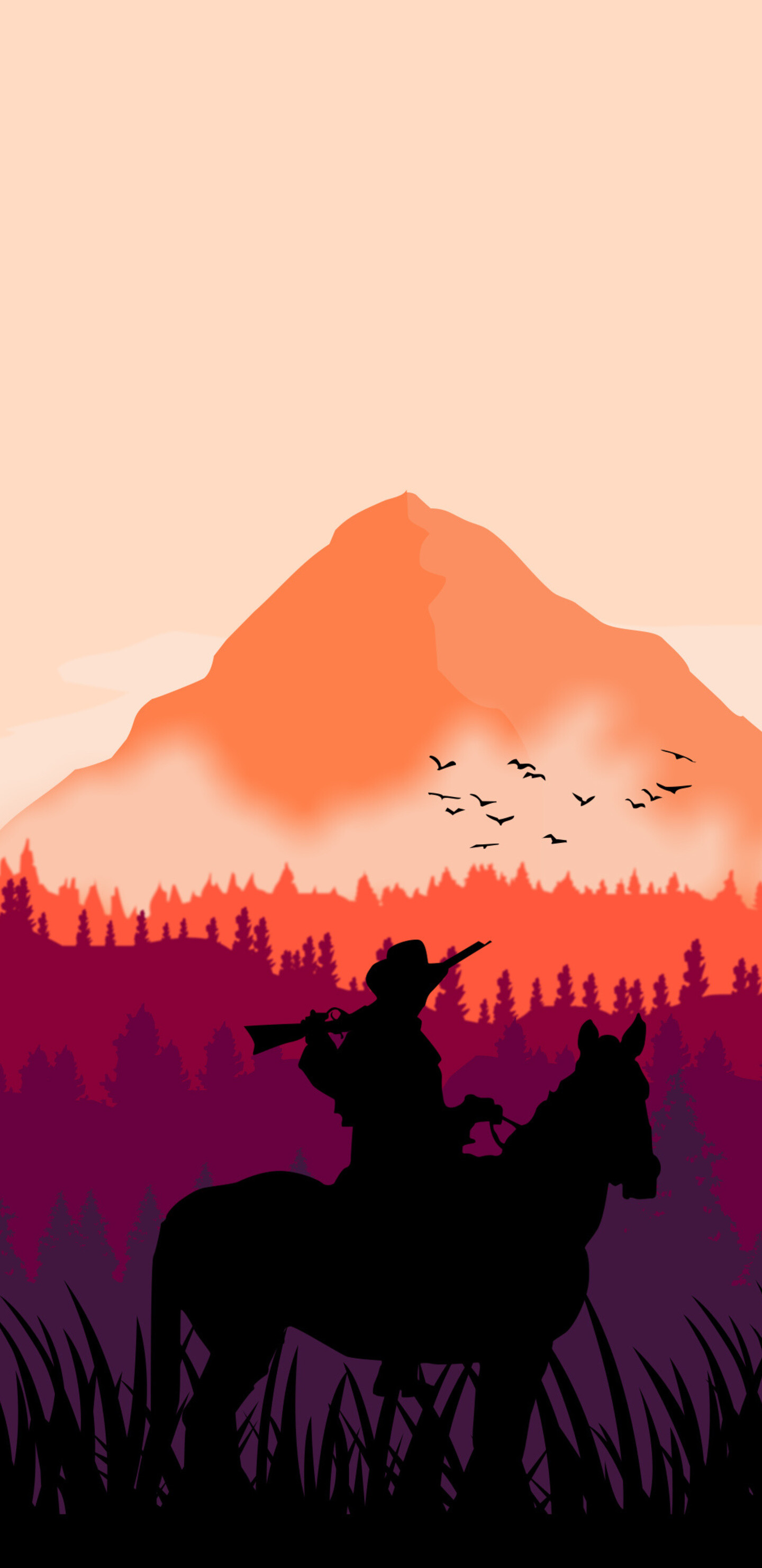 Red Dead Redemption 2, Minimalist artwork, Samsung Galaxy wallpapers, QHD and HD options, 1440x2960 HD Phone