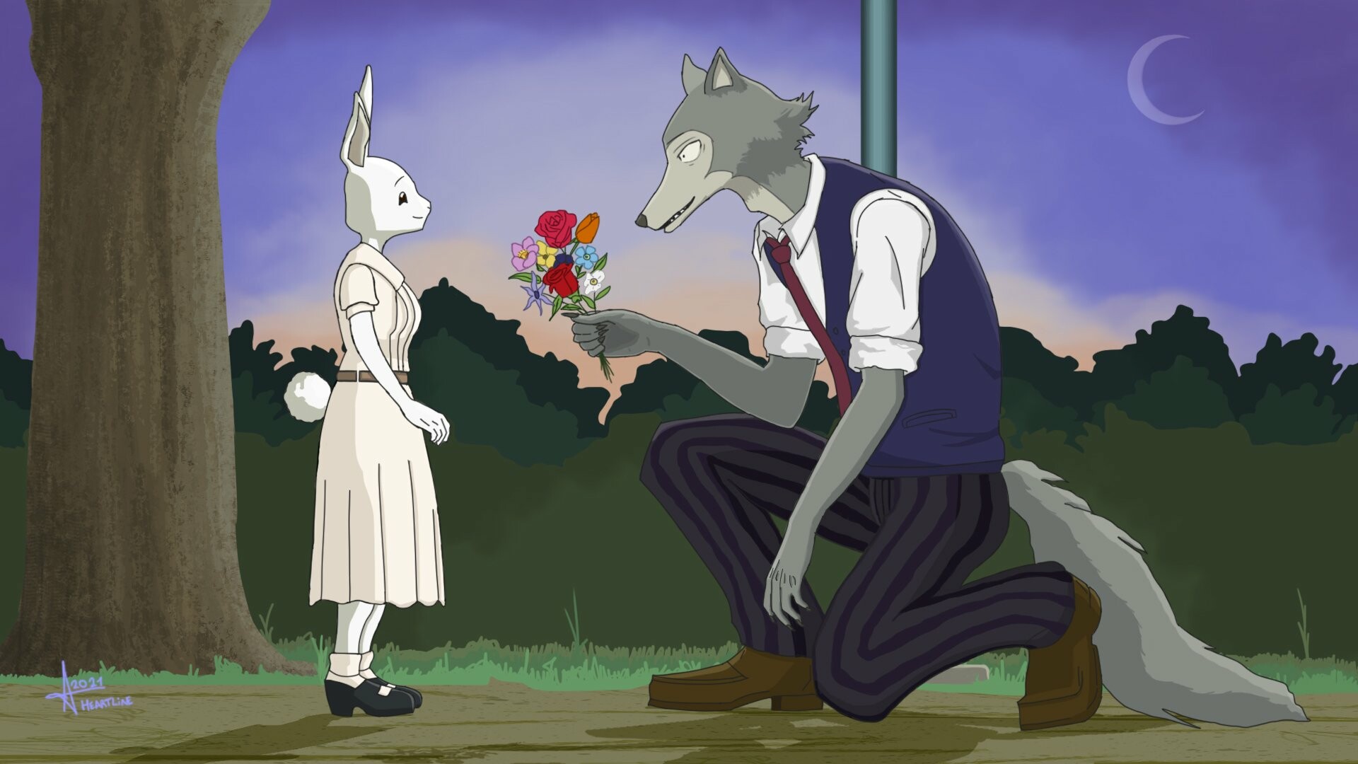 BEASTARS, Haru and Legosi, HD Wallpaper, 1920x1080 Full HD Desktop