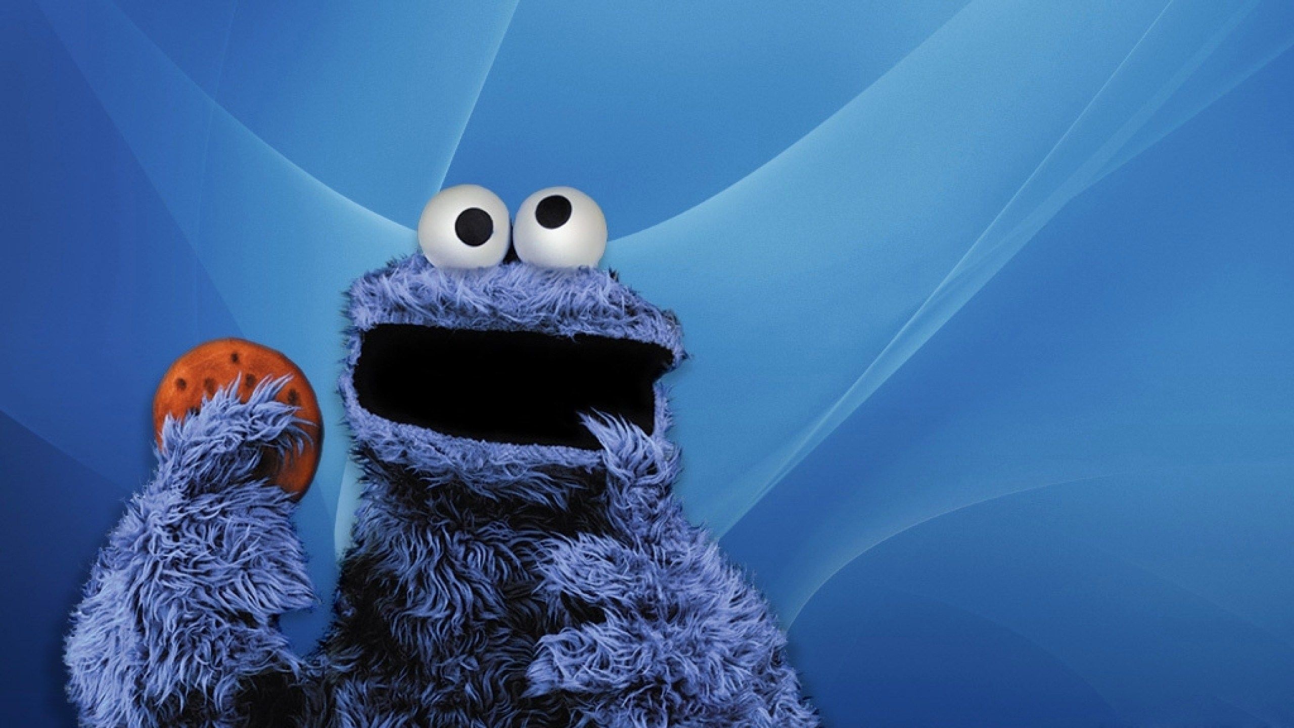 Nerdy Cookie Monster, Geeky wallpaper, Cute design, Unique character, 2560x1440 HD Desktop