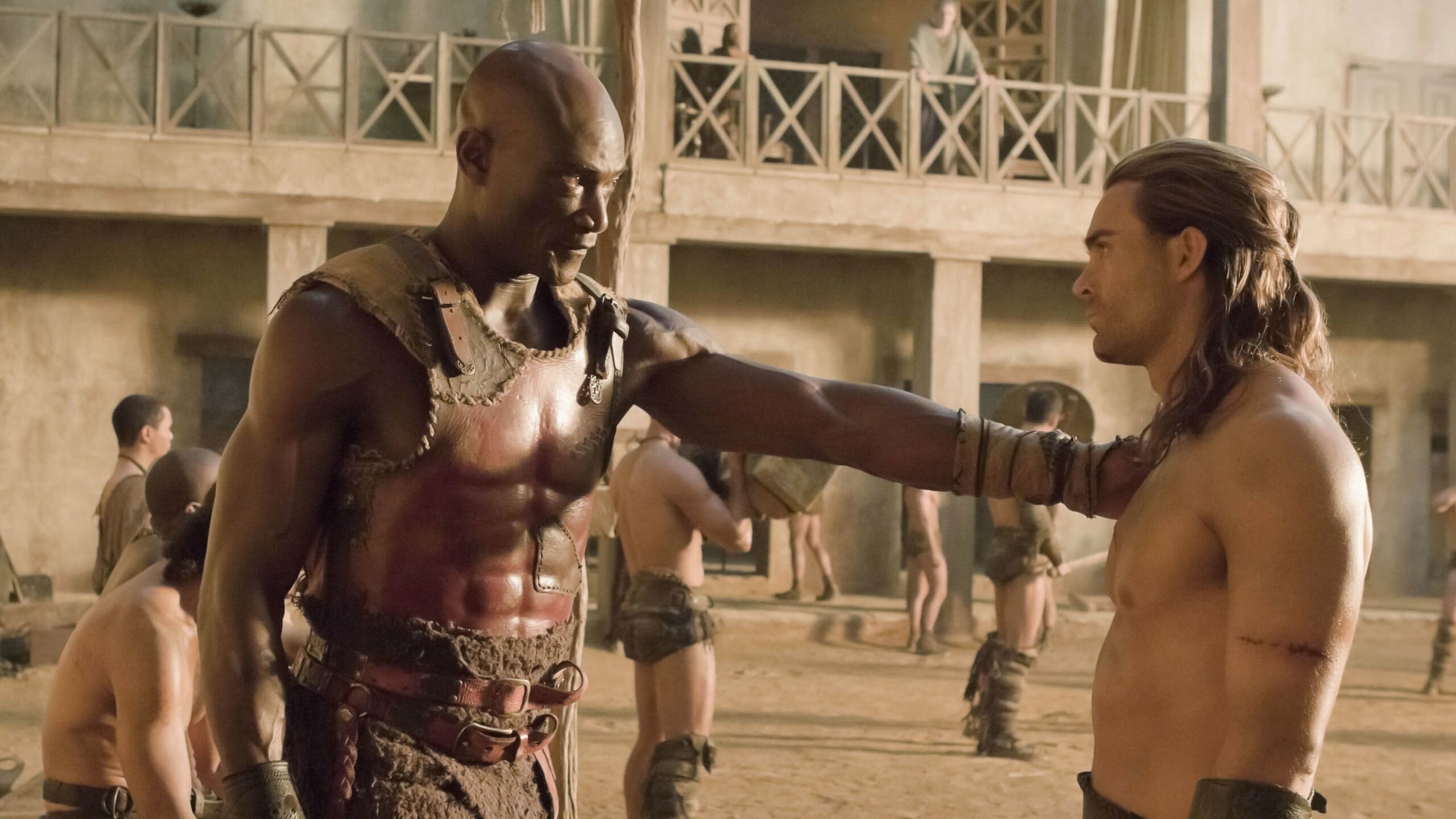 Oenomaus and Gannicus, Spartacus: Gods of the Arena Wallpaper, 2560x1440 HD Desktop