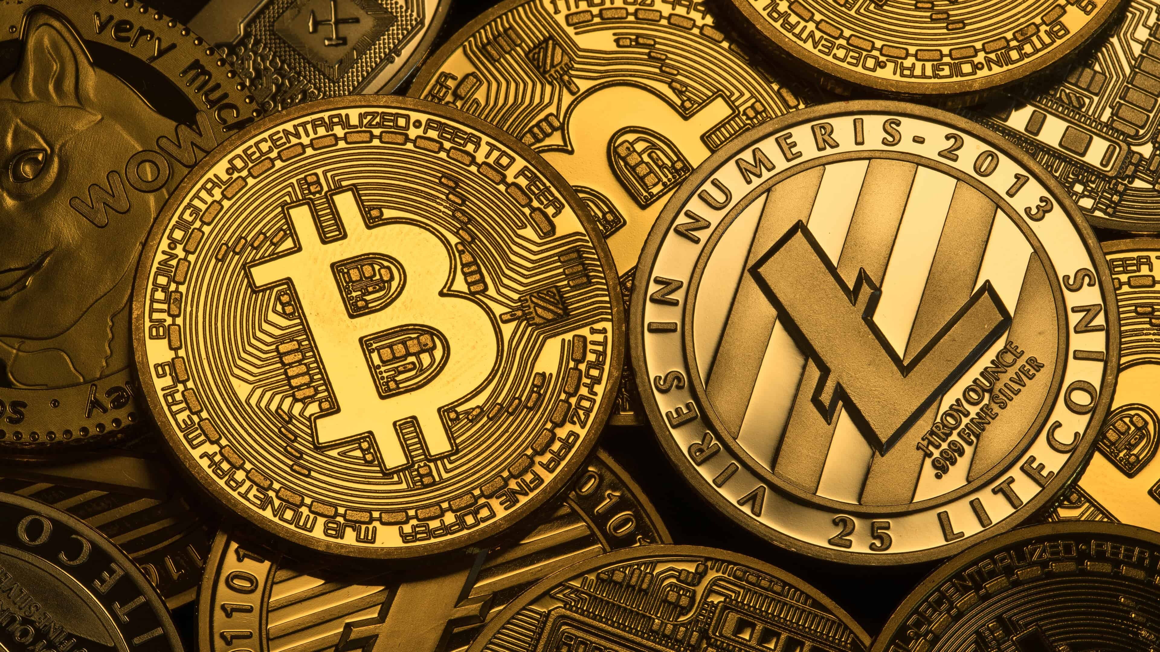 Cryptocurrency coins, UHD 4K wallpaper, 3840x2160 4K Desktop