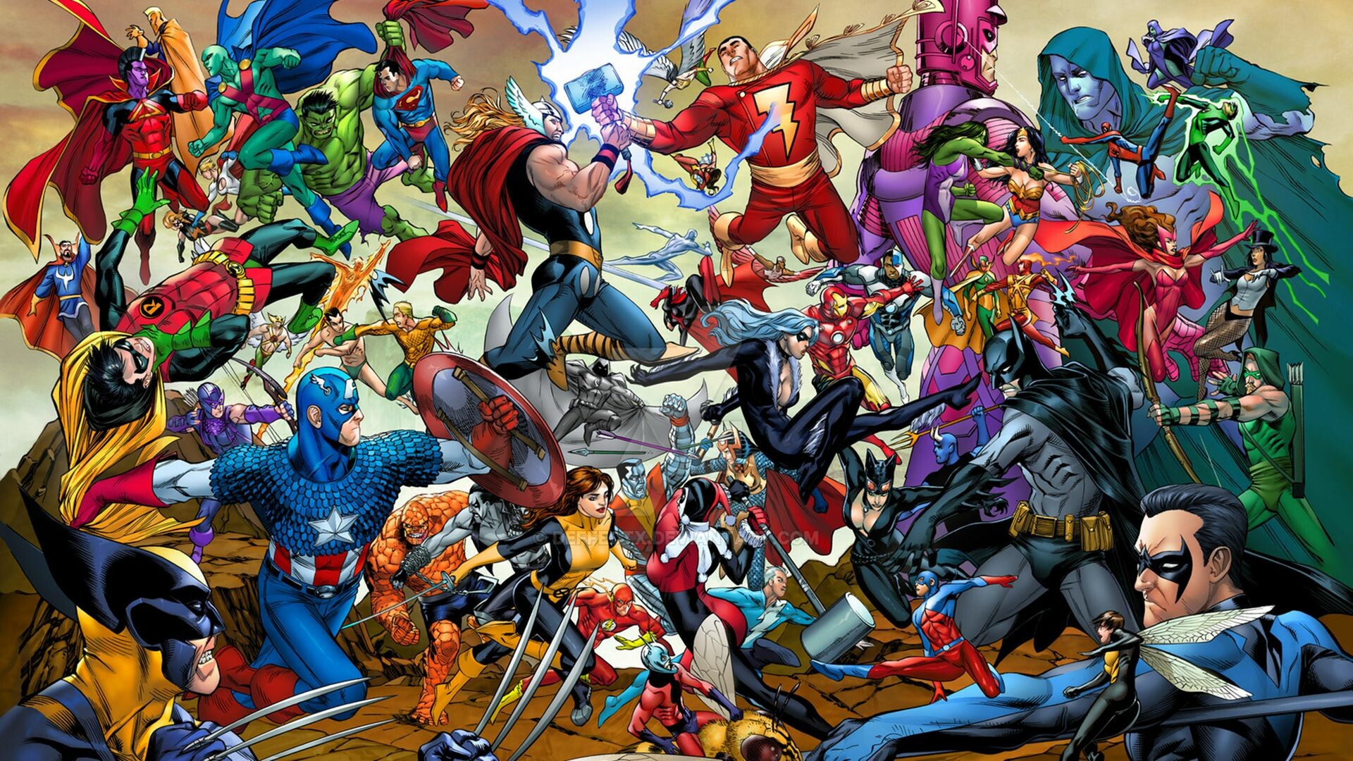 DC vs. Marvel, Desktop wallpapers, Superhero battle, Comic book rivalry, 1920x1080 Full HD Desktop