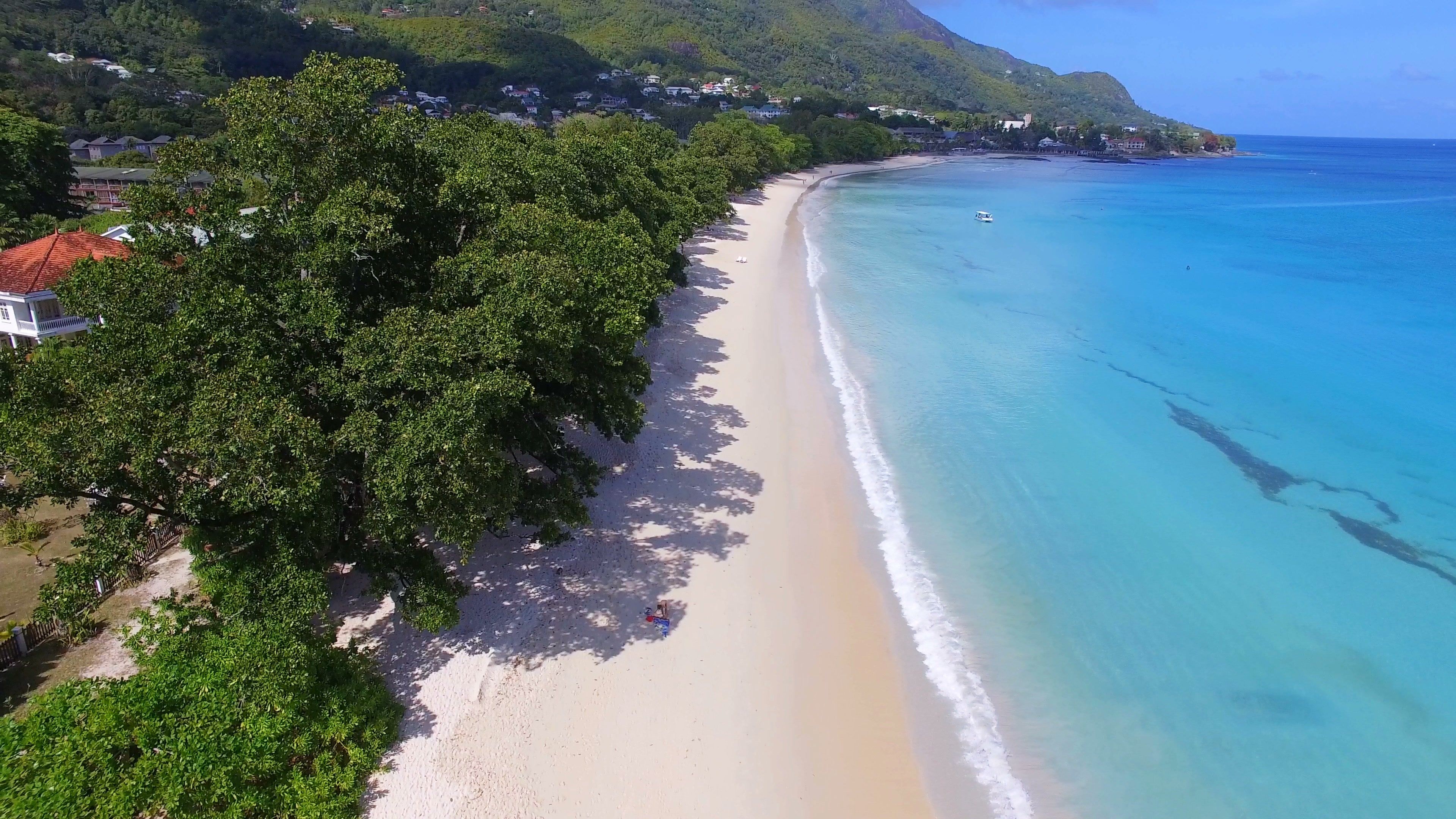 Beau Vallon Beach, Indian Ocean, Aerial view, Travel, 3840x2160 4K Desktop