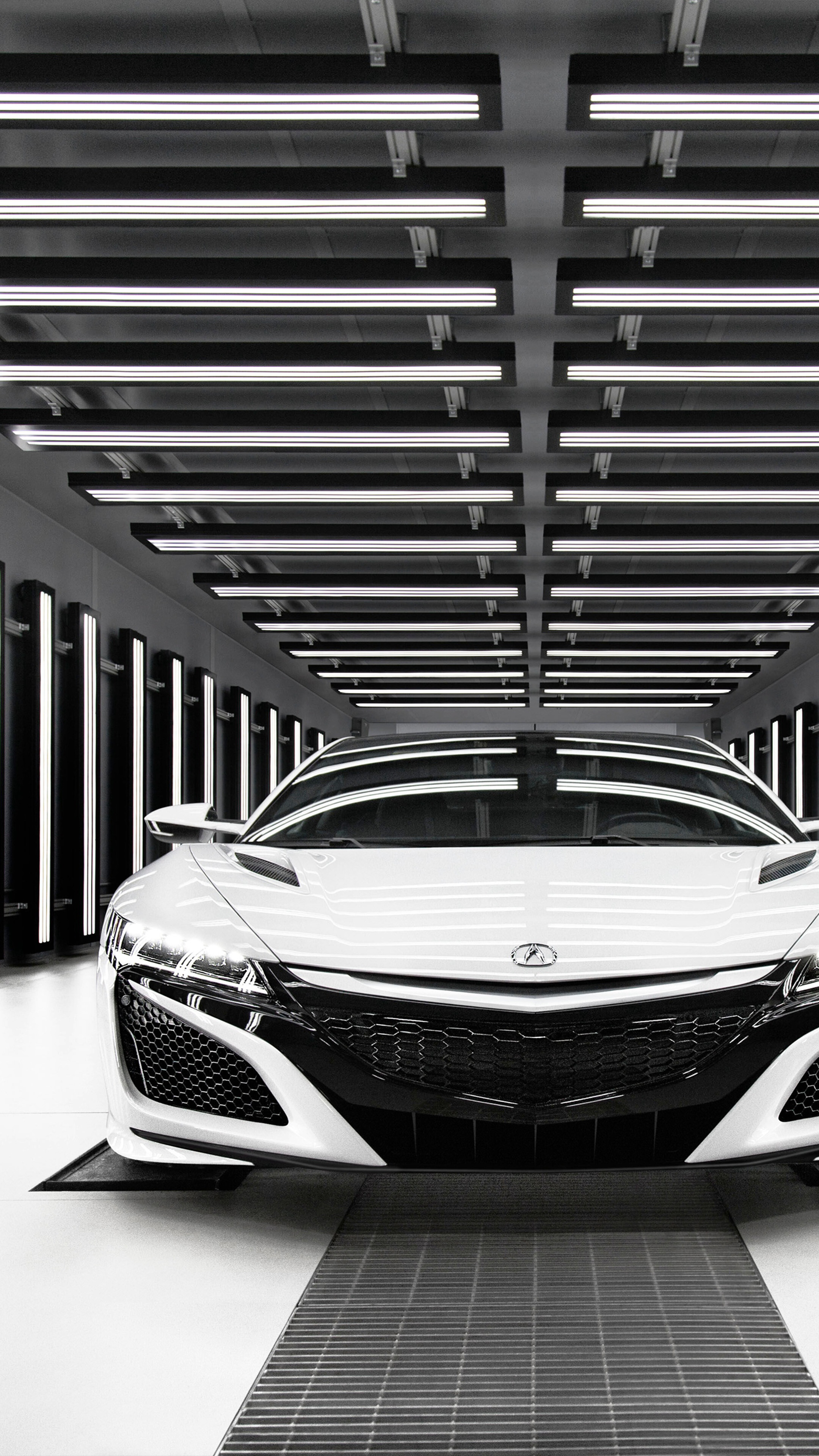 Acura NSX, White monochrome, Mobile wallpaper, 2160x3840 4K Phone