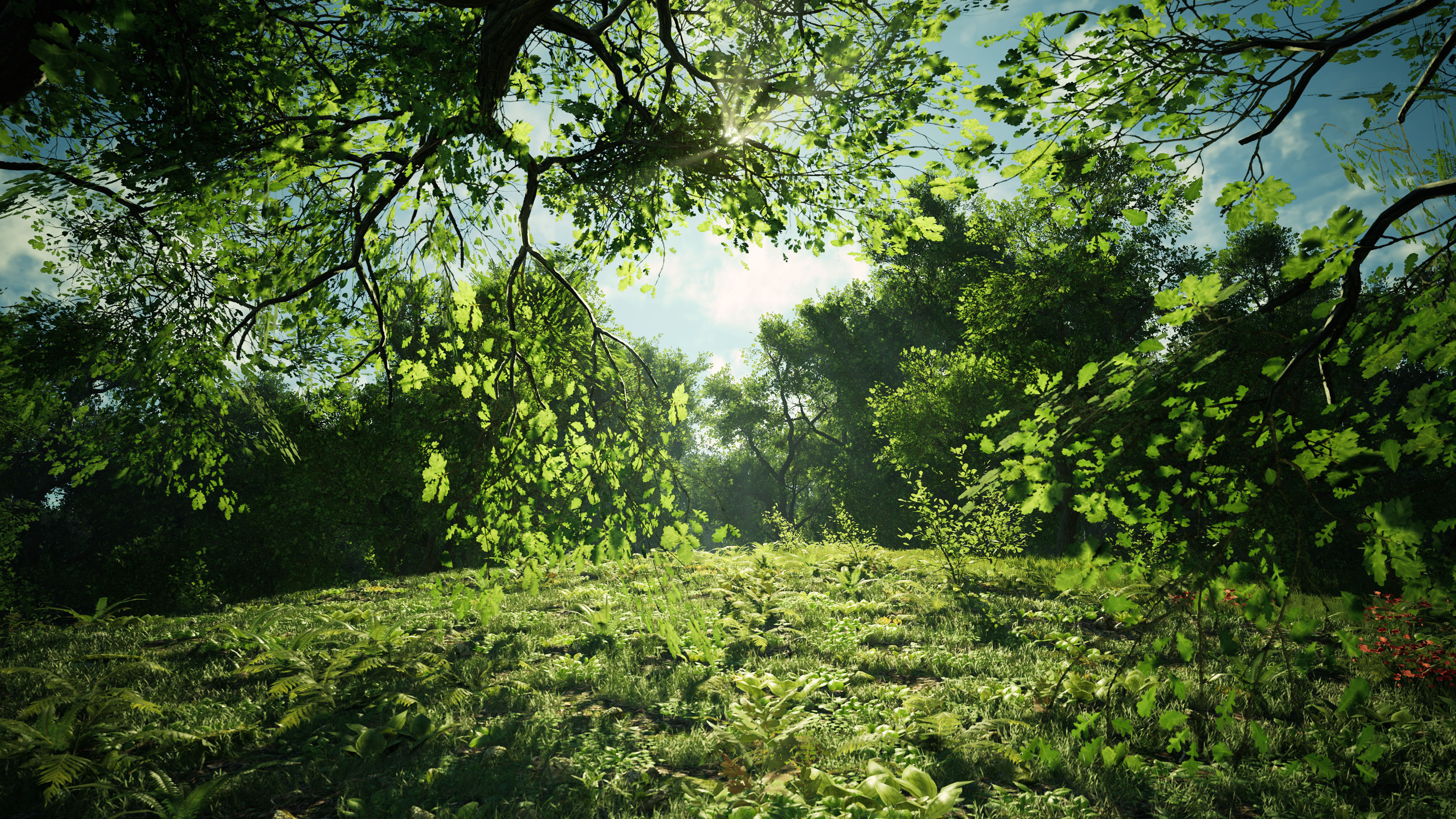 Unreal Engine 4 art, Wild oak trees, Artistic marvel, Captivating visuals, 3840x2160 4K Desktop