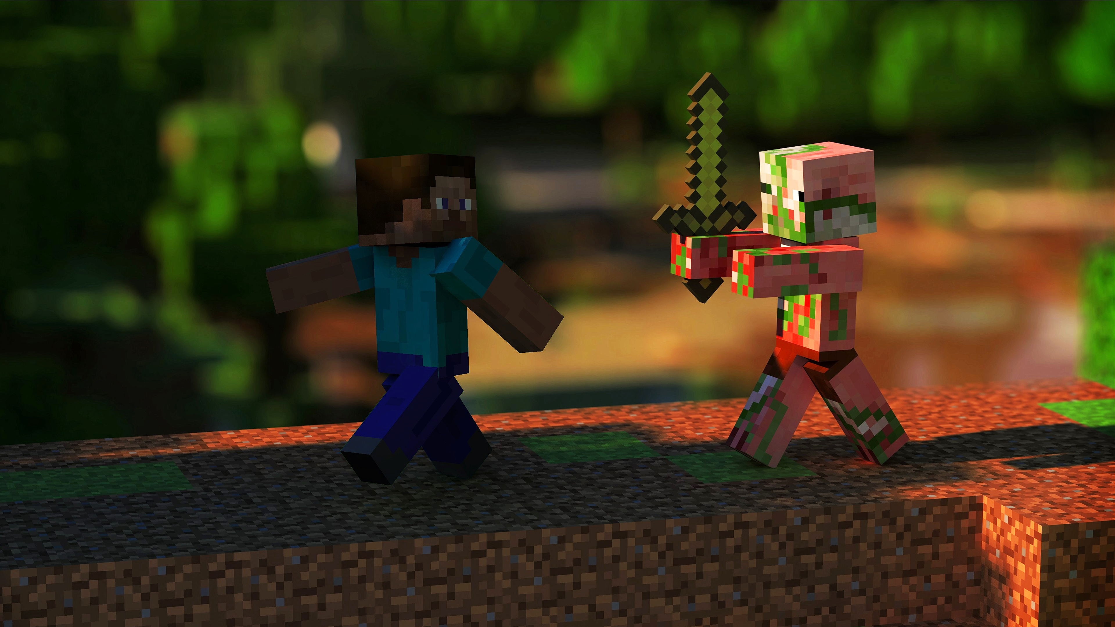 Zombie Pigman, Herobrine Wallpaper, 3840x2160 4K Desktop