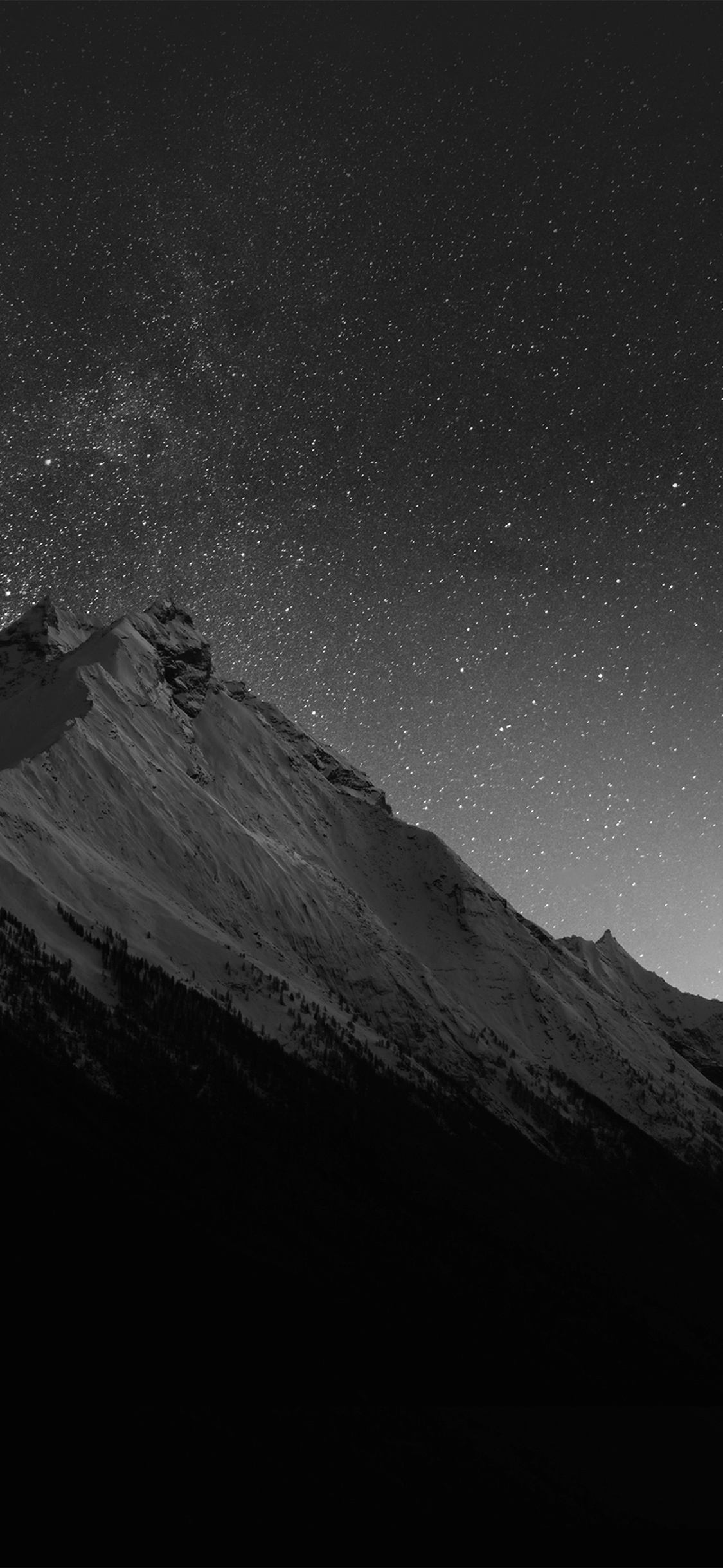 Mountains, Night snow, Dark stars, Nature, Scenic, 1130x2440 HD Phone