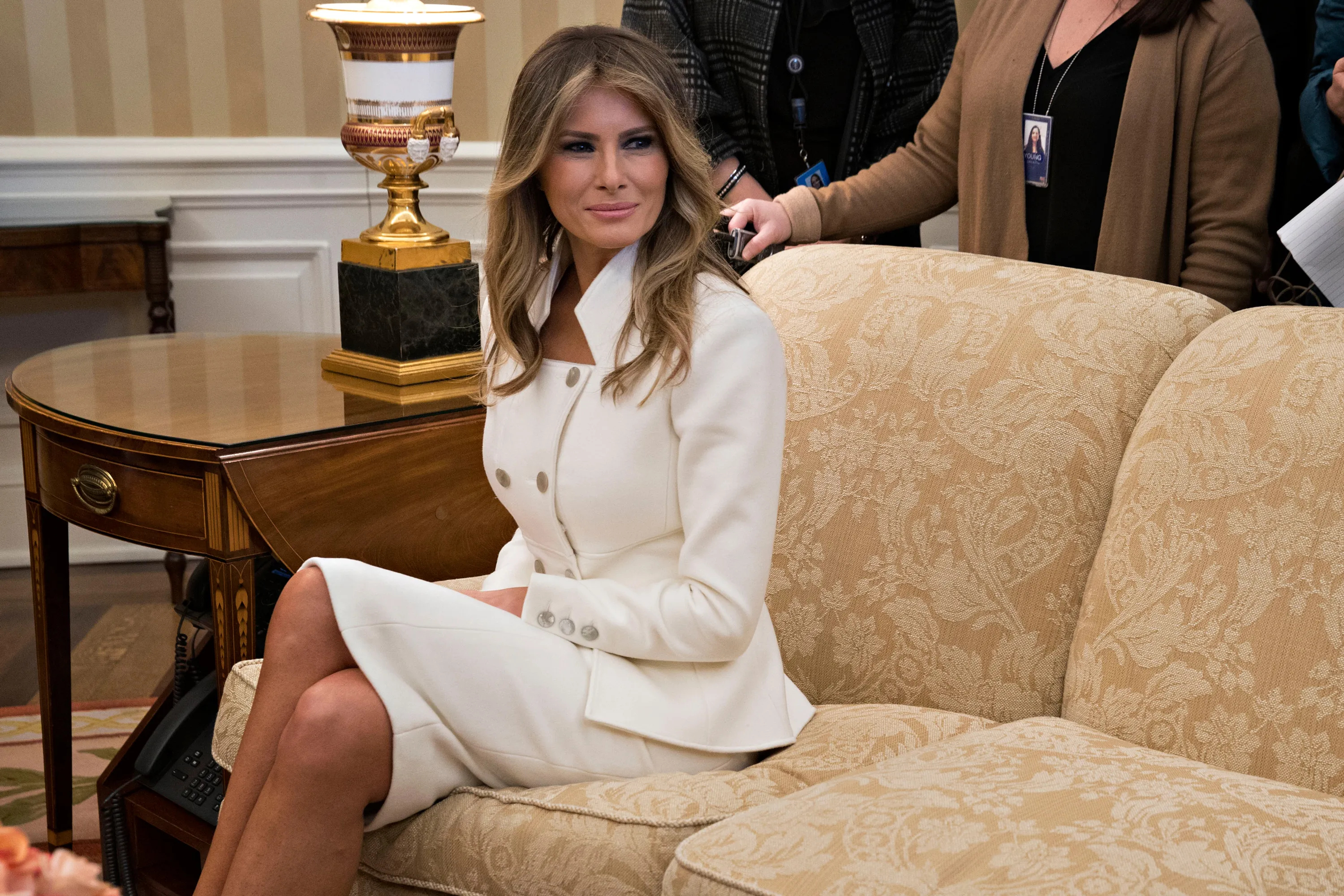 Melania Trump, Karl Lagerfeld couture, Prime Minister meeting, Vogue article, 3000x2000 HD Desktop