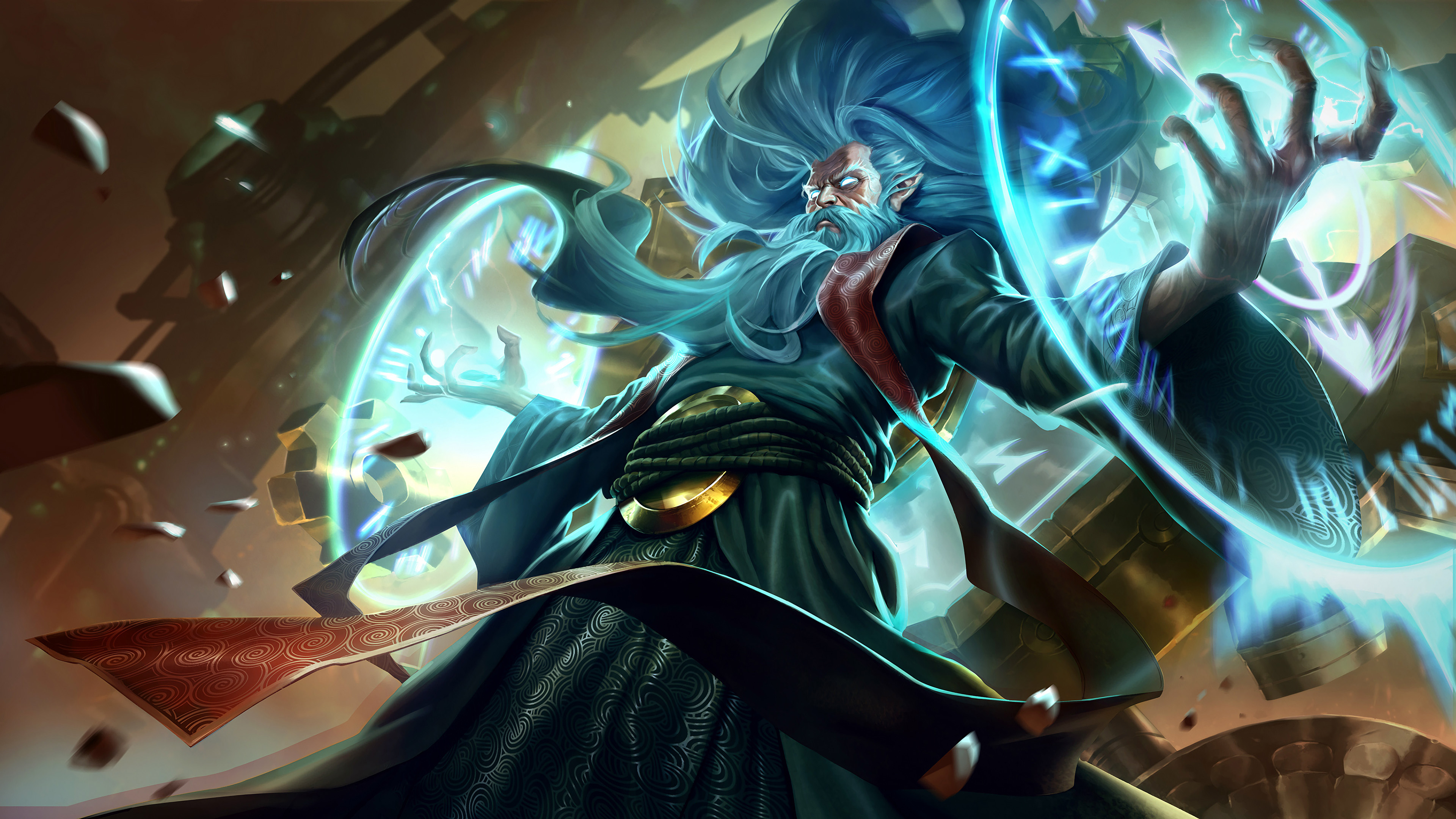 Zilean splash art, League of Legends character, Time manipulation, Magical abilities, 3840x2160 4K Desktop