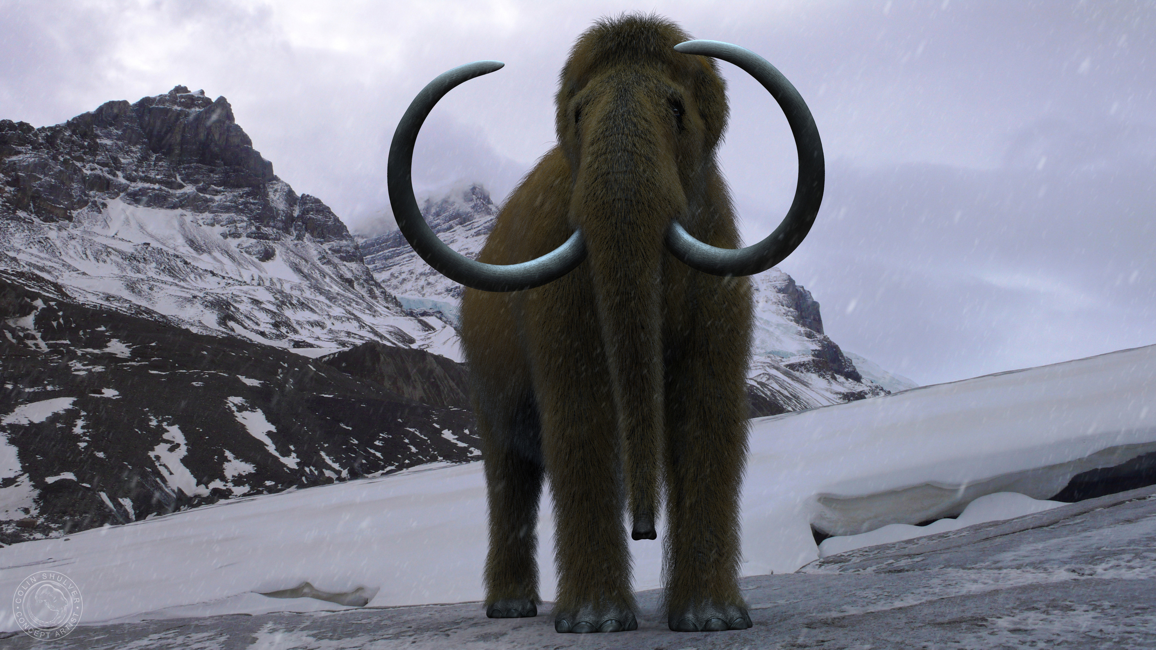 Colin Shulver's mammoth, Shulver's artwork, Colin Shulver's illustration, Mammoth sculpture, 3840x2160 4K Desktop