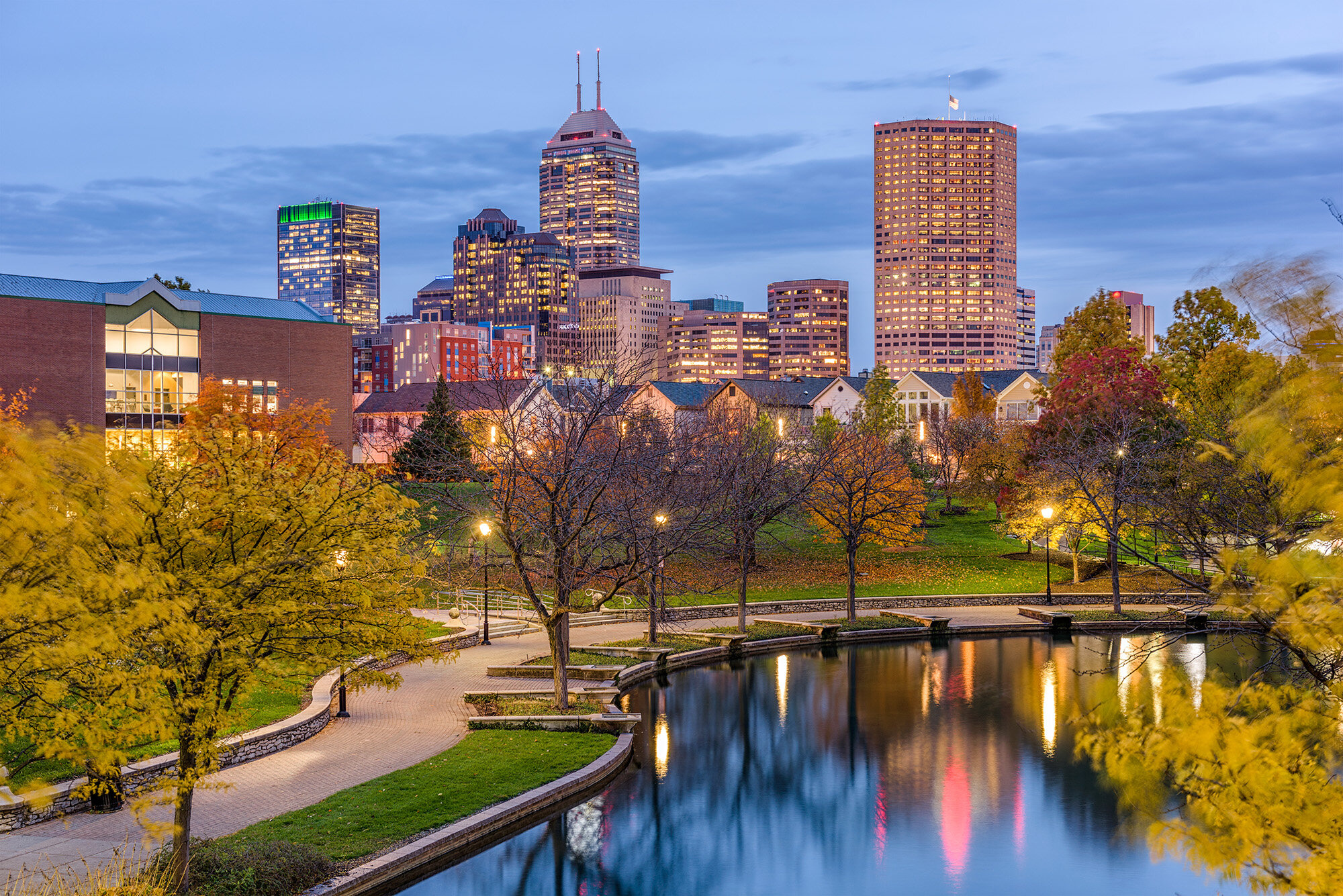 Indianapolis Skyline, Convenient locations, Link FCU, Personal banking services, 2000x1340 HD Desktop