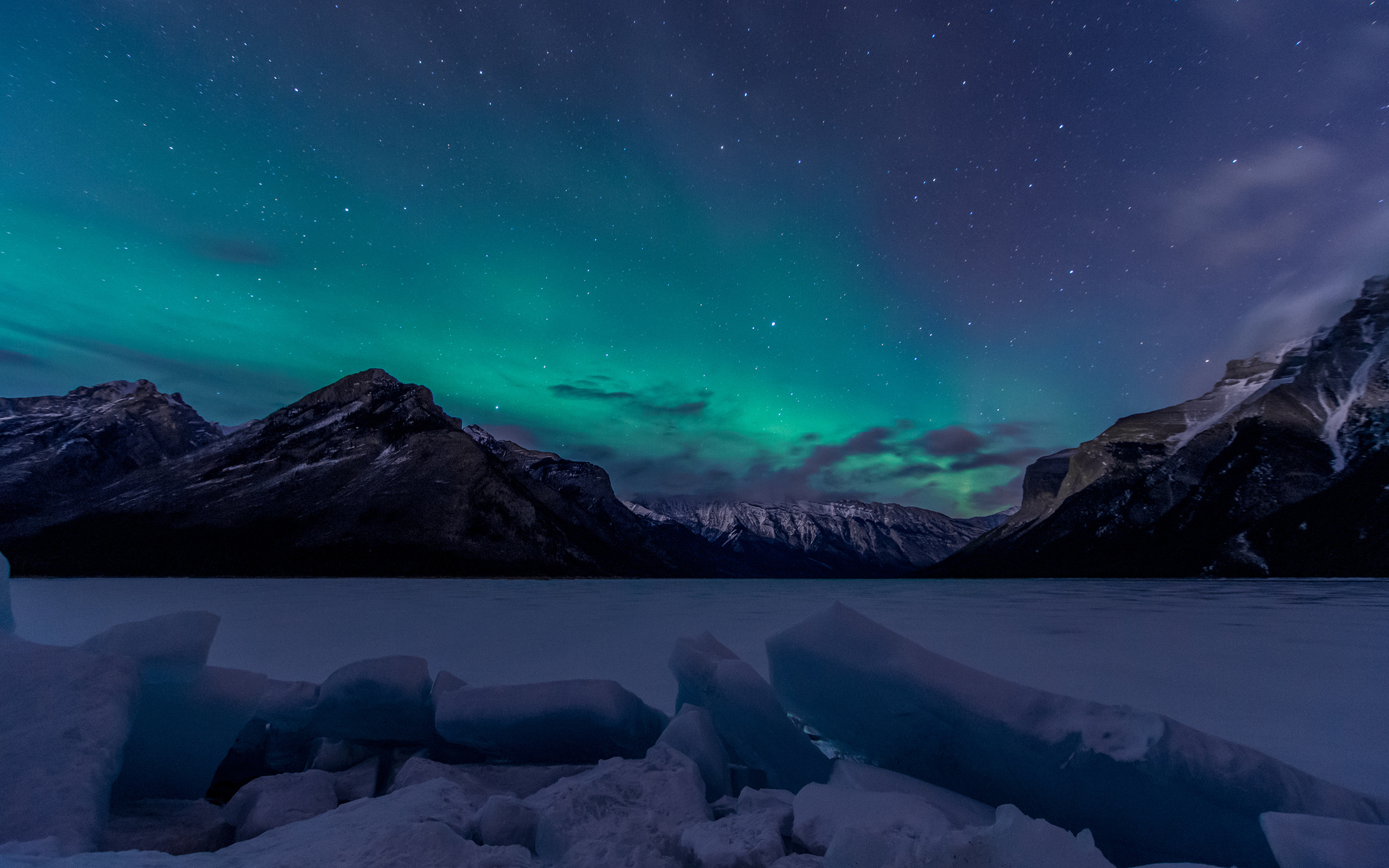 Northern Lights, Mountain Night Wallpaper, 2560x1600 HD Desktop