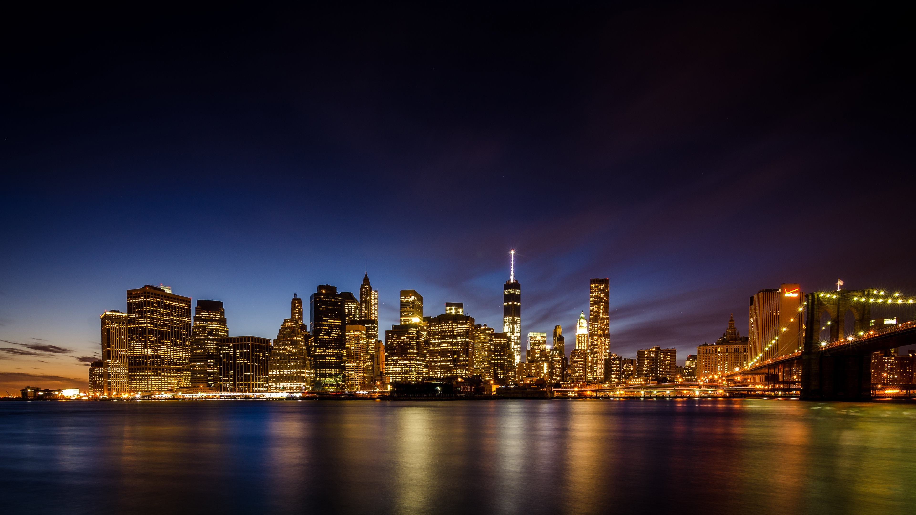 The East River, New York at Night Wallpaper, 3840x2160 4K Desktop