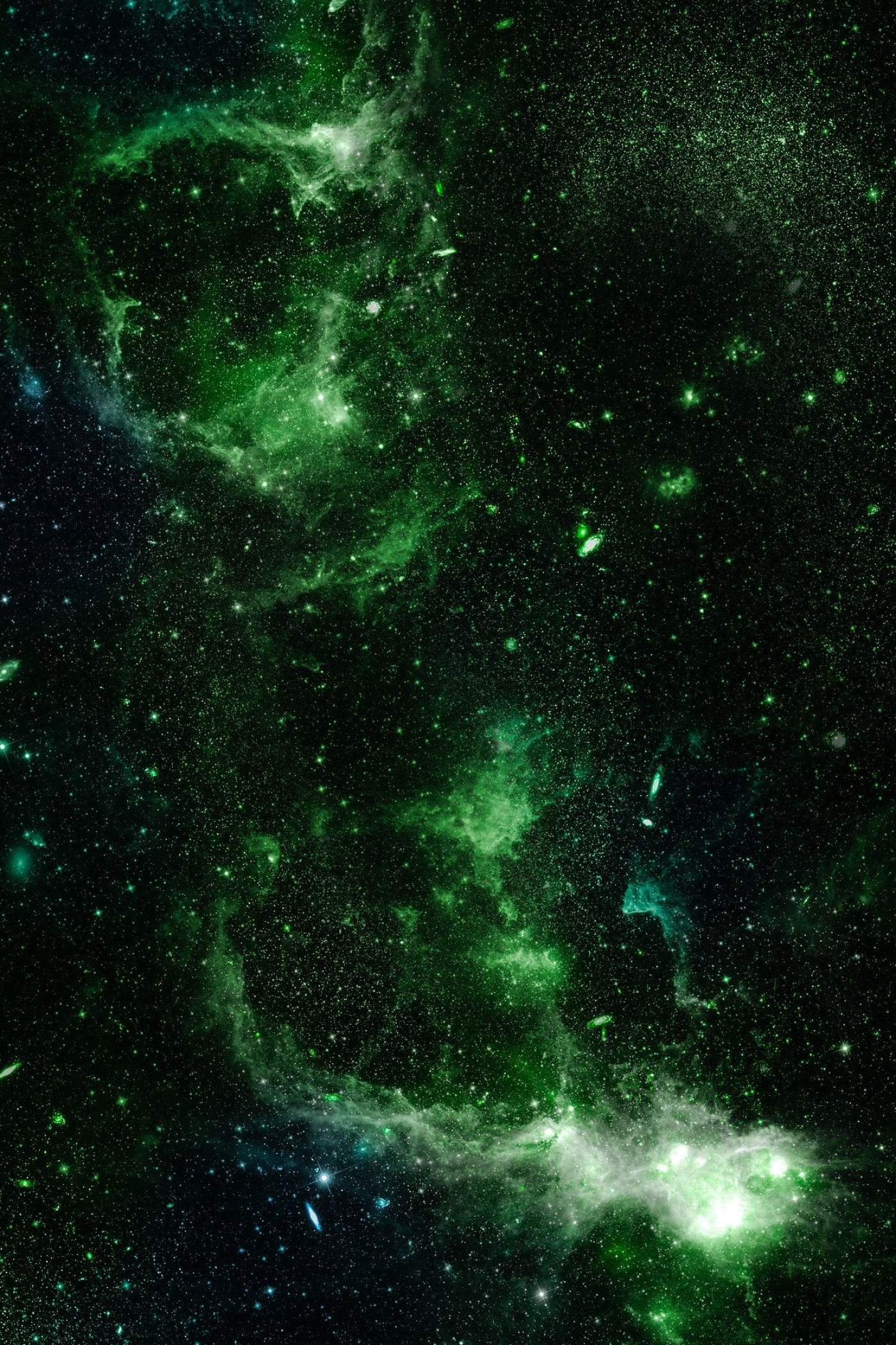 Green Nebula, Dark green aesthetic, Galactic charm, Mysterious allure, 1400x2100 HD Phone