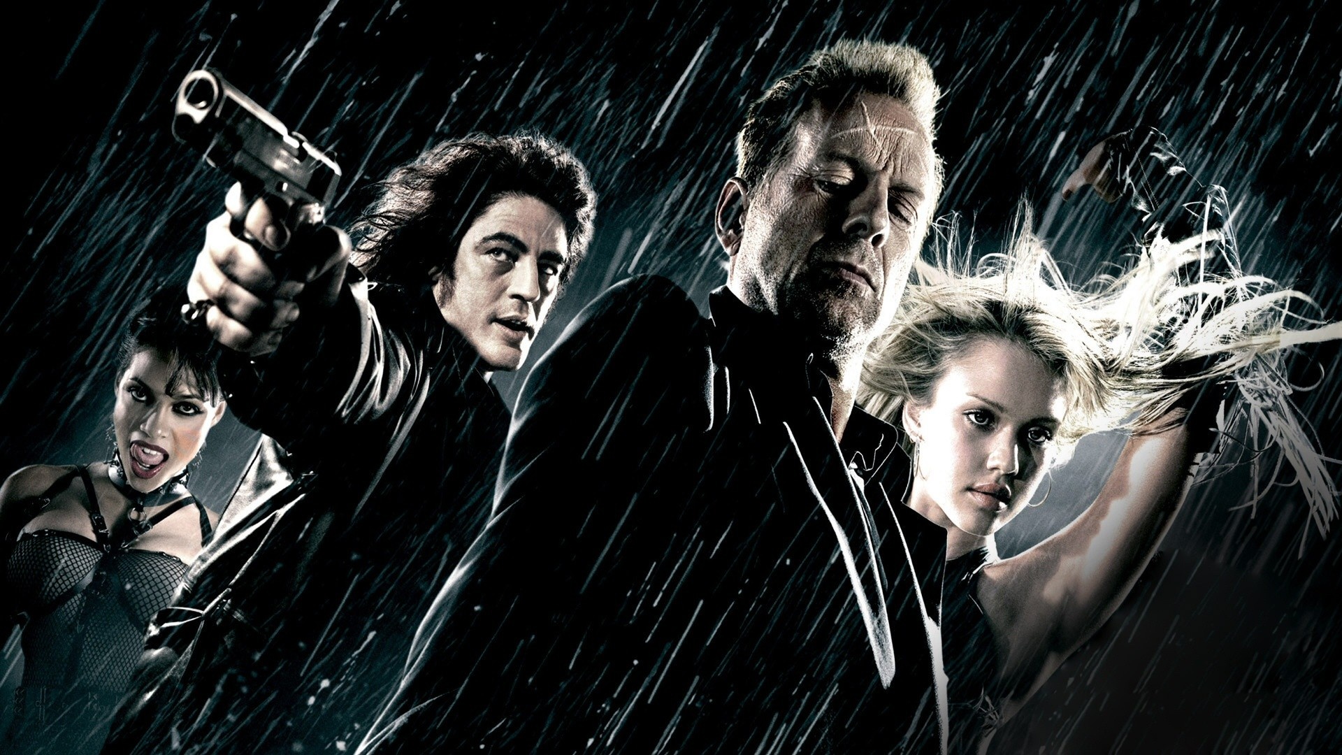 Sin City, Jessica Alba, Midnight, Bruce Willis, 1920x1080 Full HD Desktop