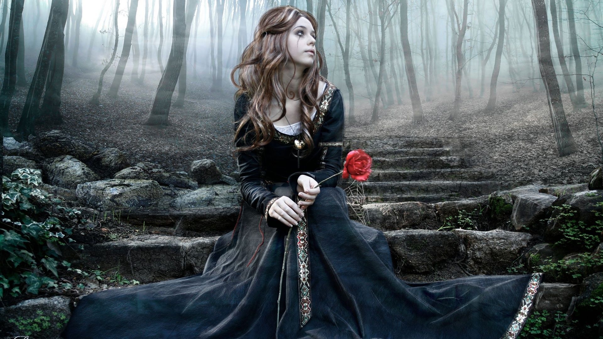 Gothic girl art, Mysterious beauty, Artistic wallpapers, Gothic allure, 1920x1080 Full HD Desktop