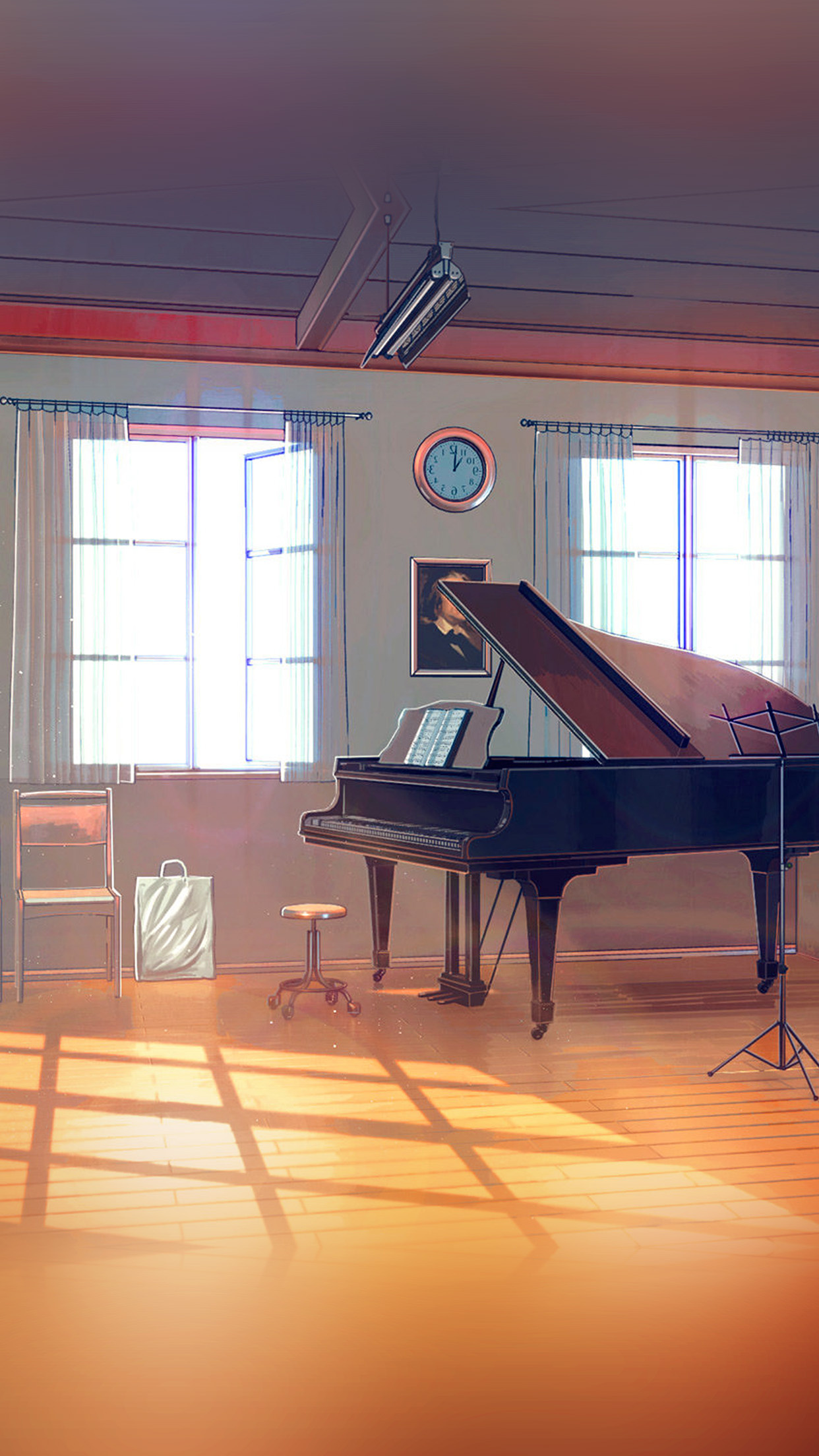 Grand Piano, Music room illustration, Artistic elegance, Serene blue, 1250x2210 HD Phone