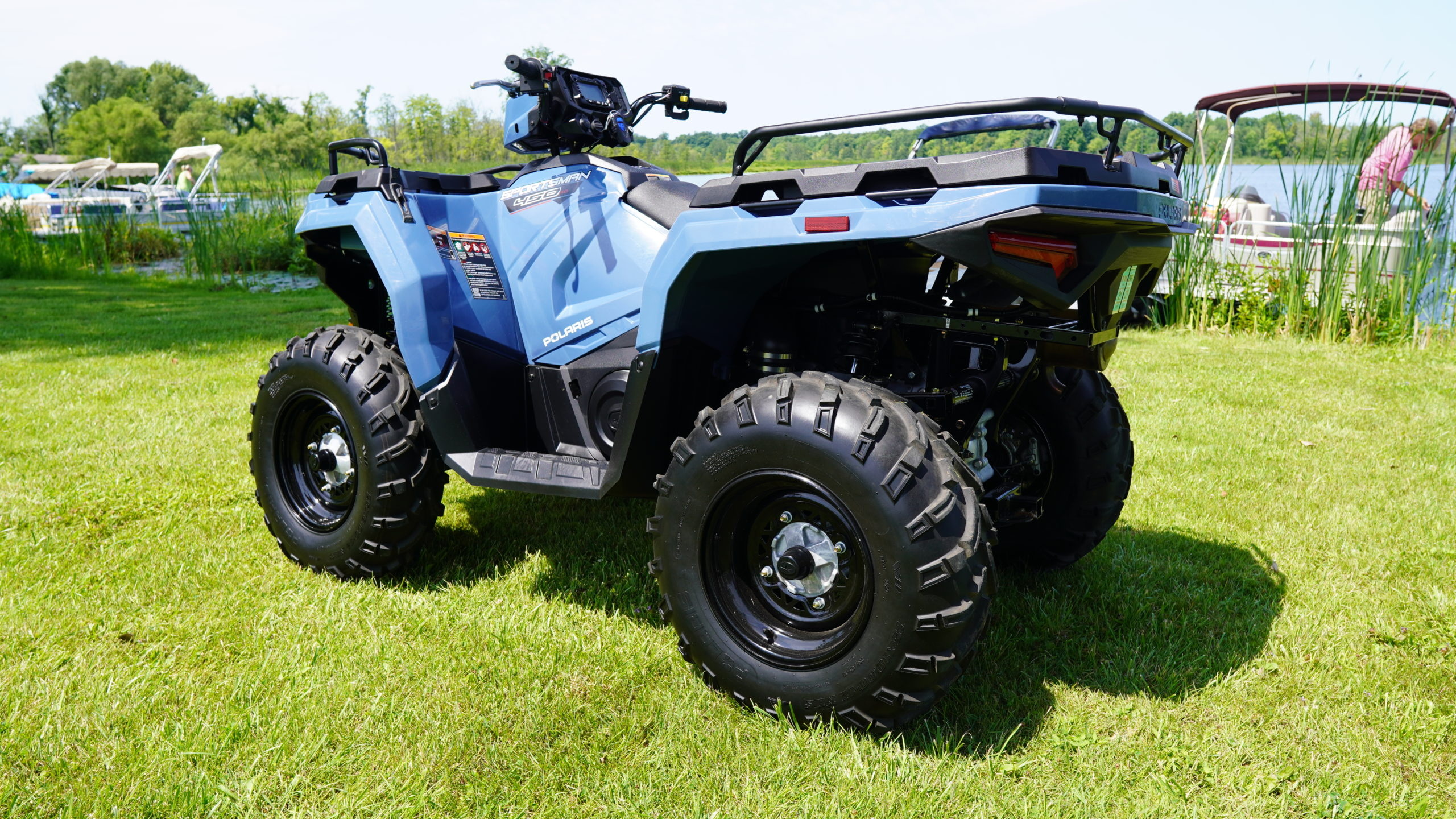 Polaris Sportsman 450 H.O., Test ride, Northern Michigan, Putting through paces, 2560x1440 HD Desktop