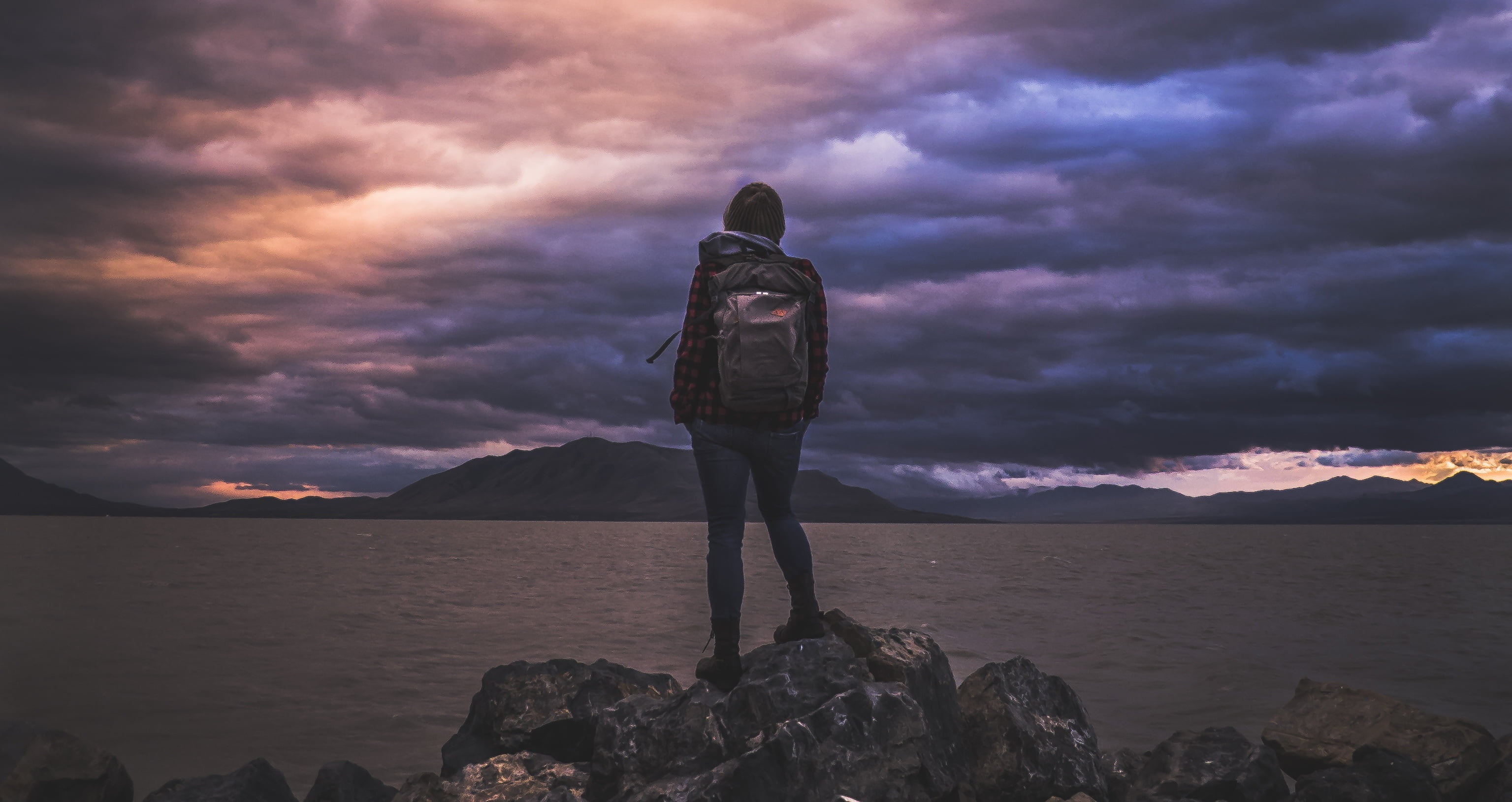 Mountain wanderer, Golden hour beauty, Wilderness photography, Backpacking bliss, 3080x1630 HD Desktop