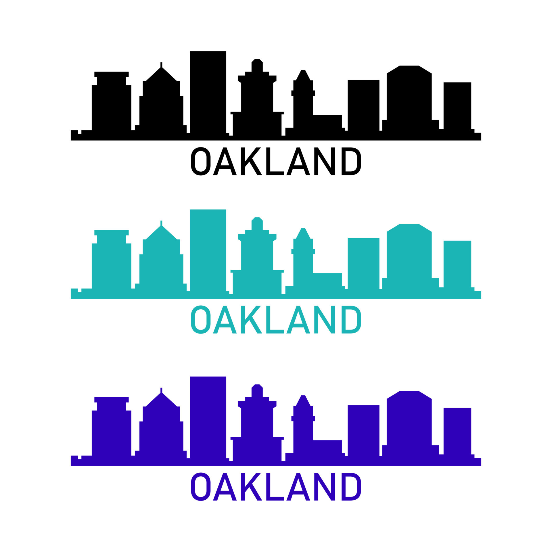 Oakland Skyline, White background, Vector art, 1920x1920 HD Phone