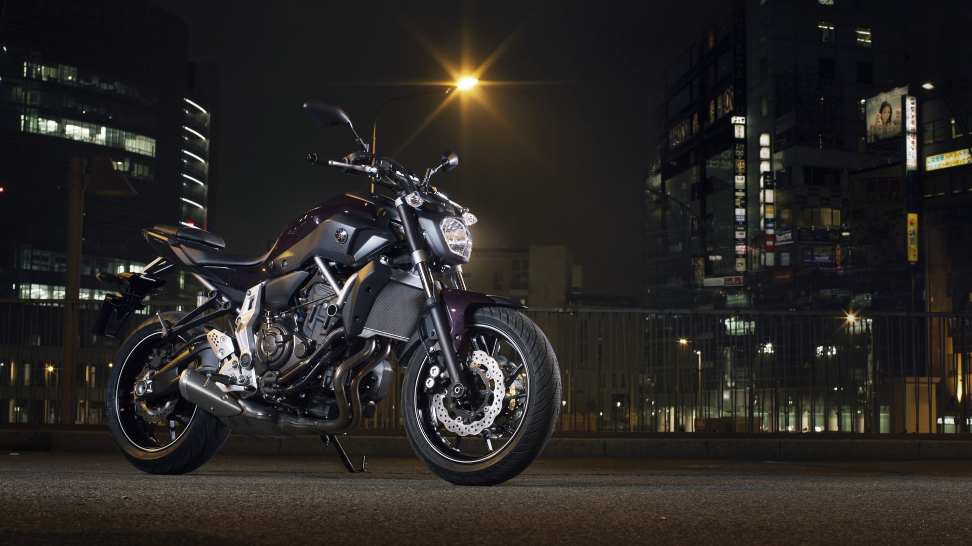 Yamaha MT-07, Motorcycle night, Yamaha street bike, HD image, 1920x1080 Full HD Desktop