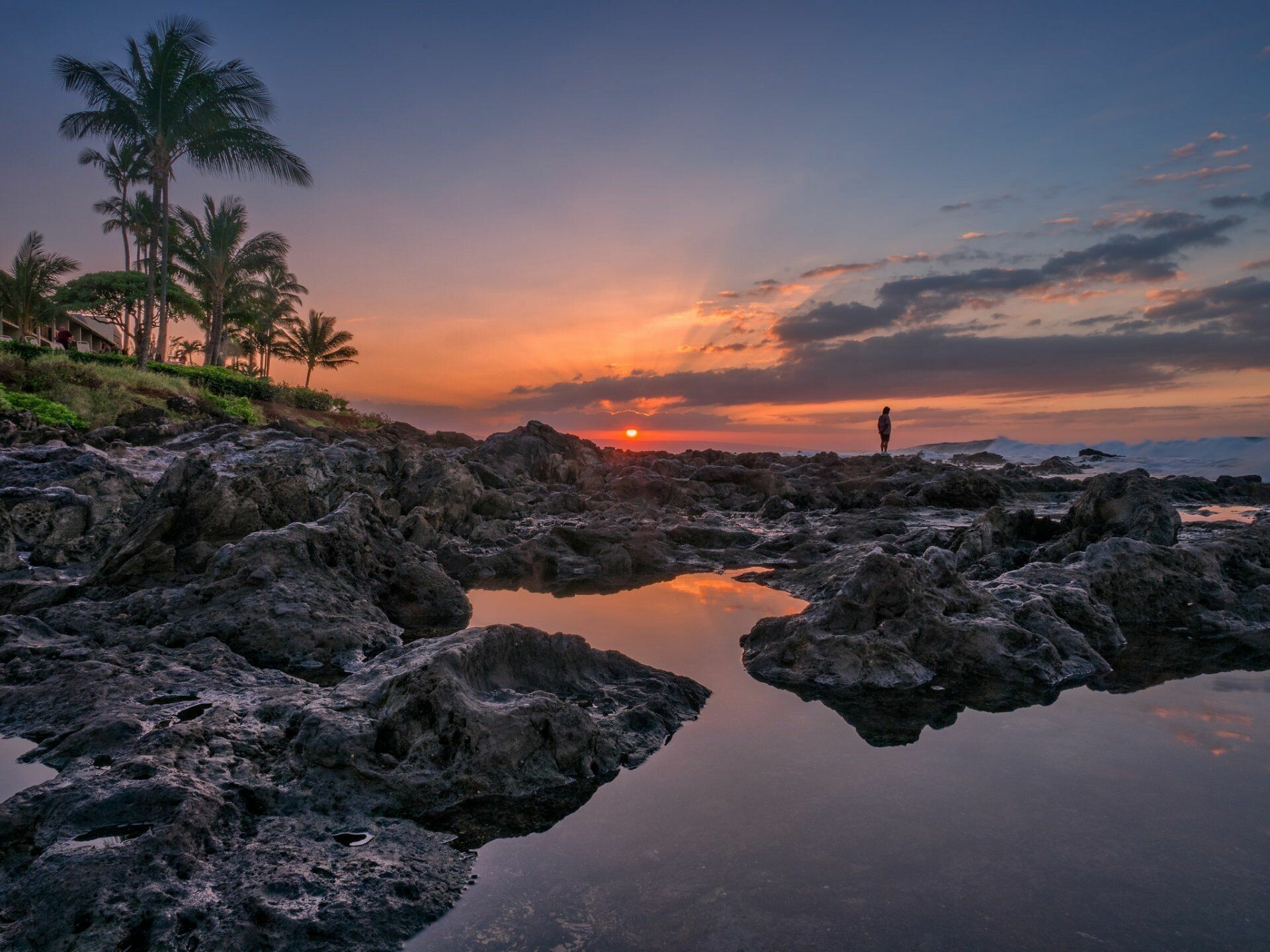 Sunset beach, Hawaii coast, Desktop wallpaper, Vibrant colors, 1920x1440 HD Desktop